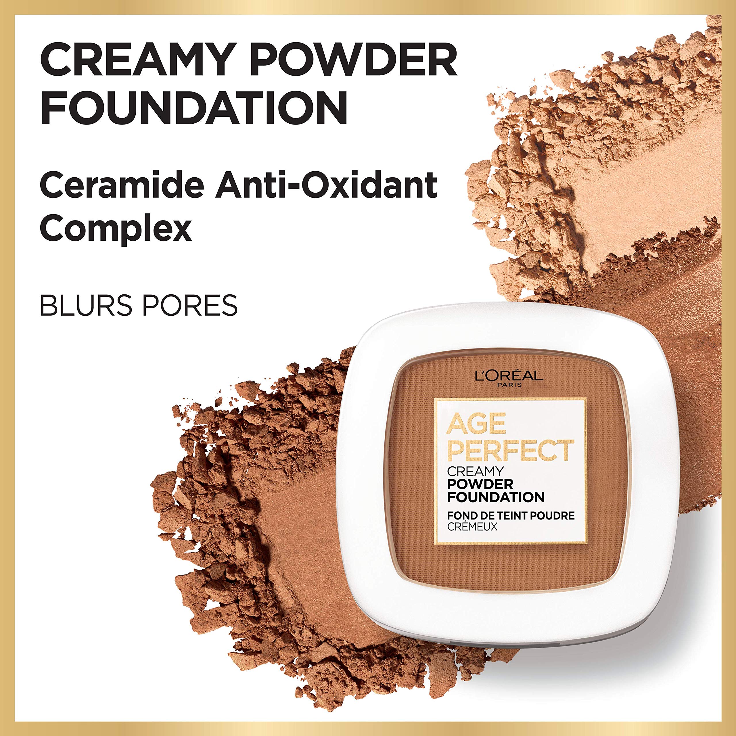 (6-pack) L'Oreal Paris Age Perfect Creamy Powder Foundation Compact, 340 Caramel Beige, 0.31 Ounce
