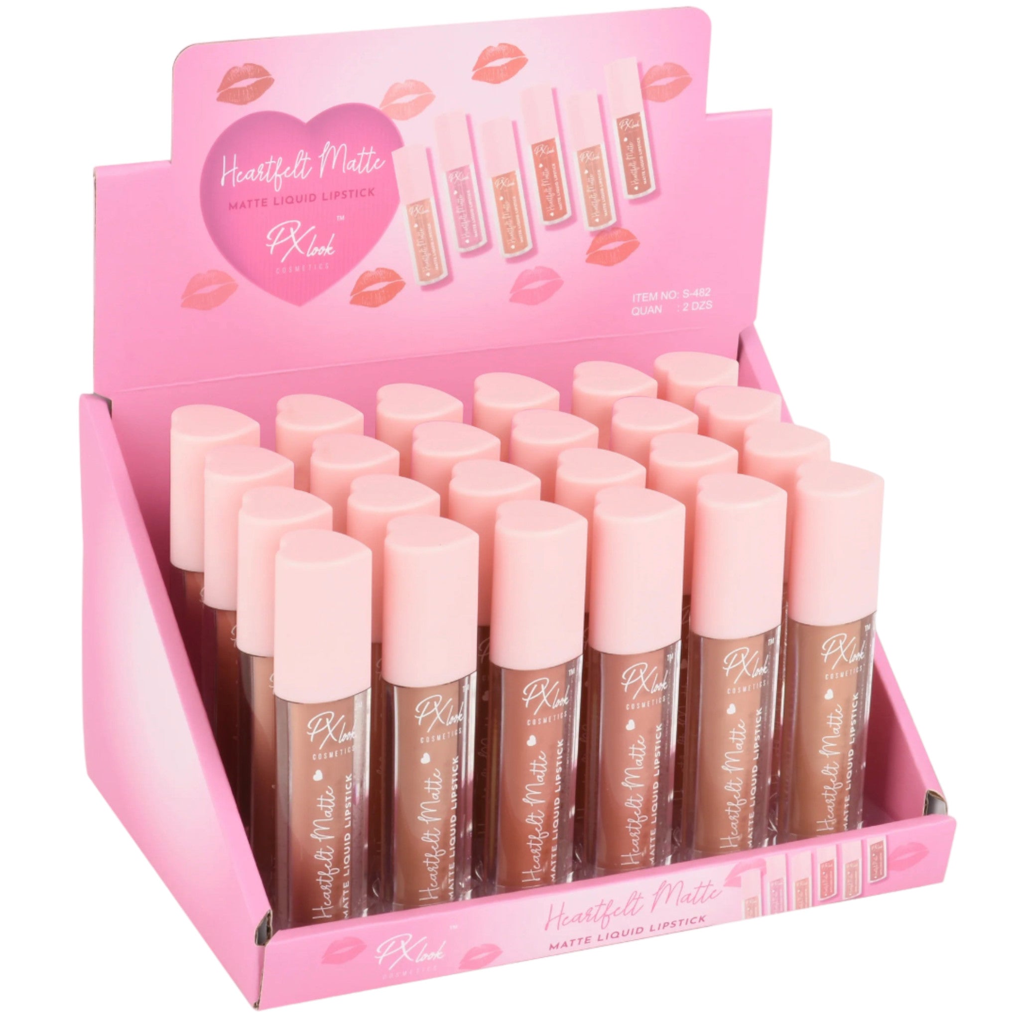 (24-pack) Heartfelt Matte Liquid Lipstick for Stunning Pink Lips by Prolux Cosmetics