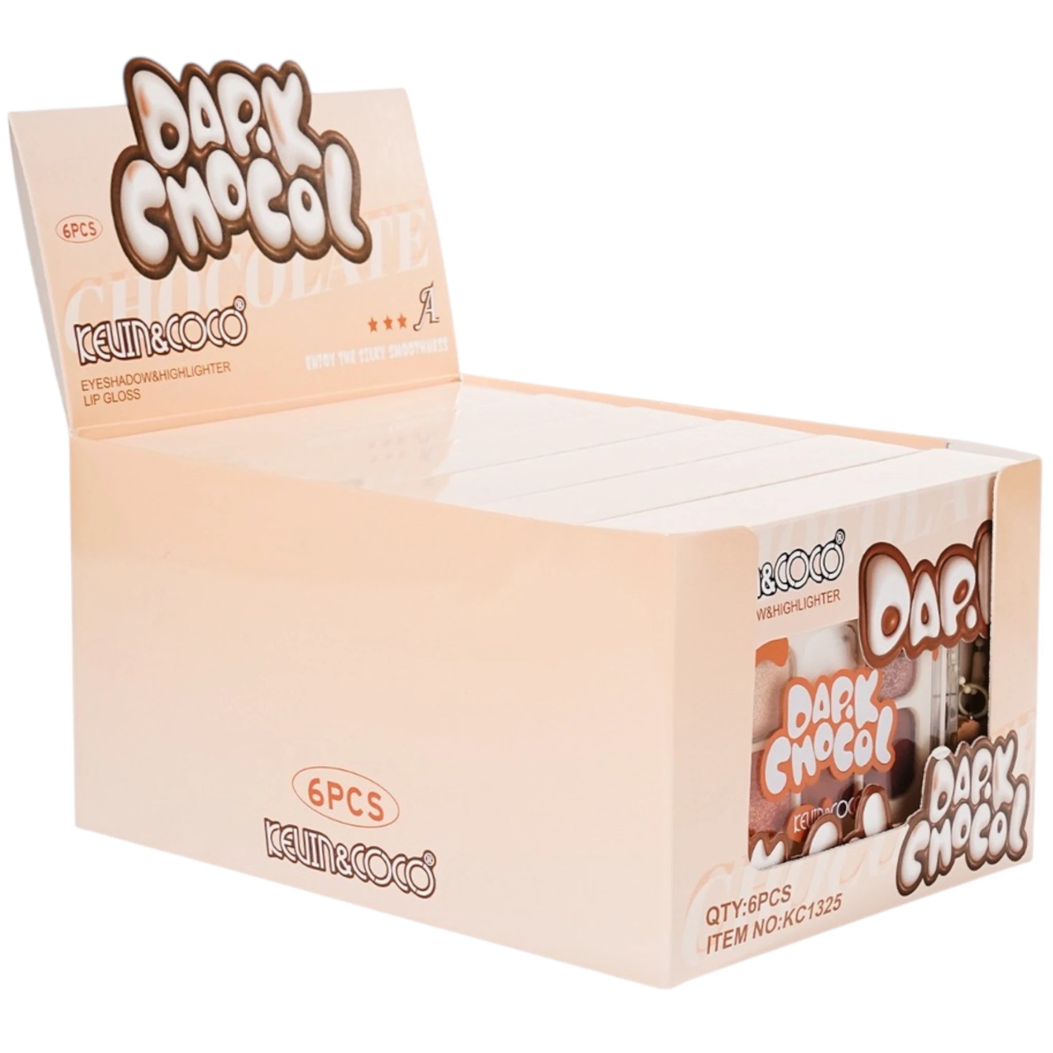 (6-pack) Kevin & Coco Dark Chocol Palette & Lip Gloss (Set)