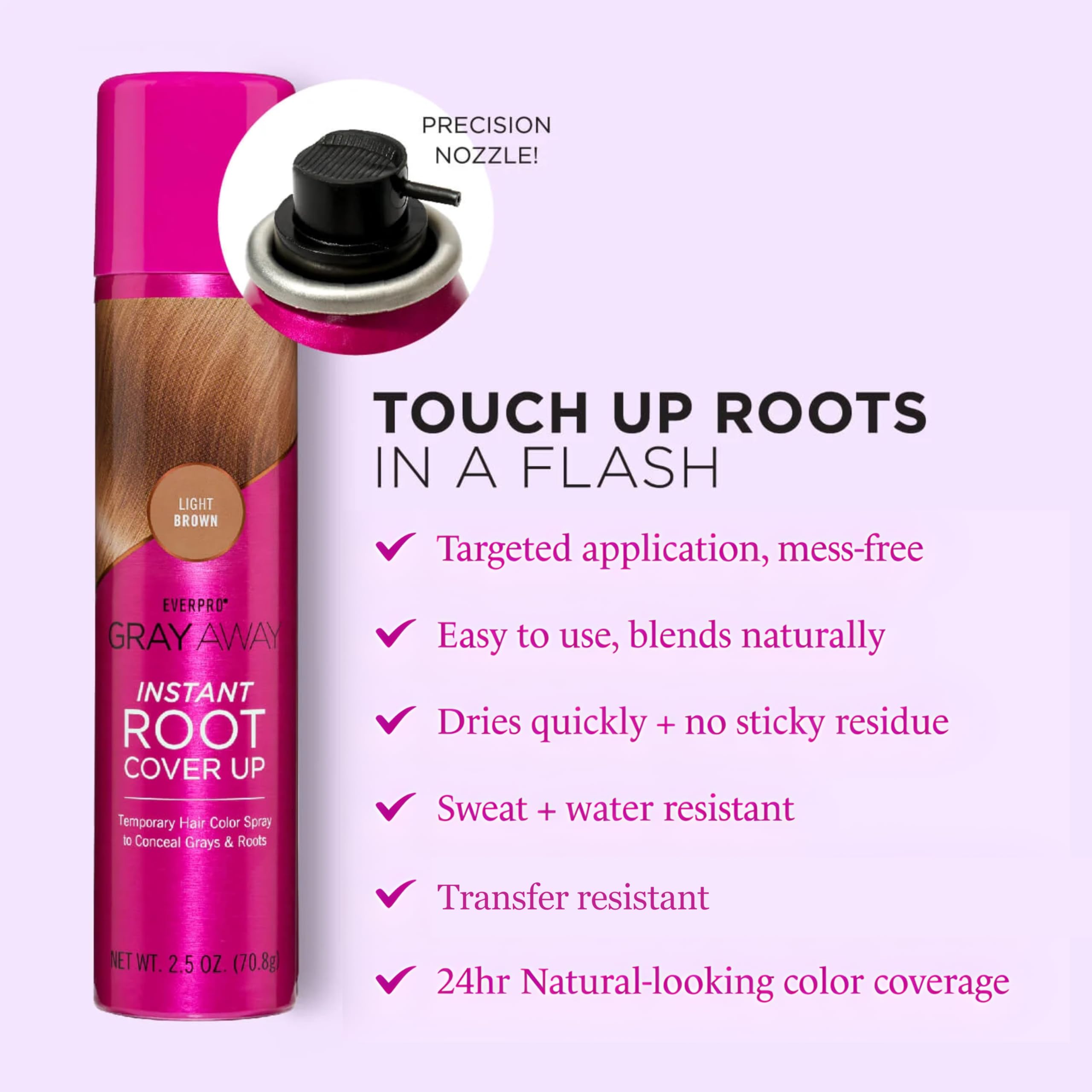 Everpro Gray Away Instant Root Cover Up Light Brown 2.5 oz