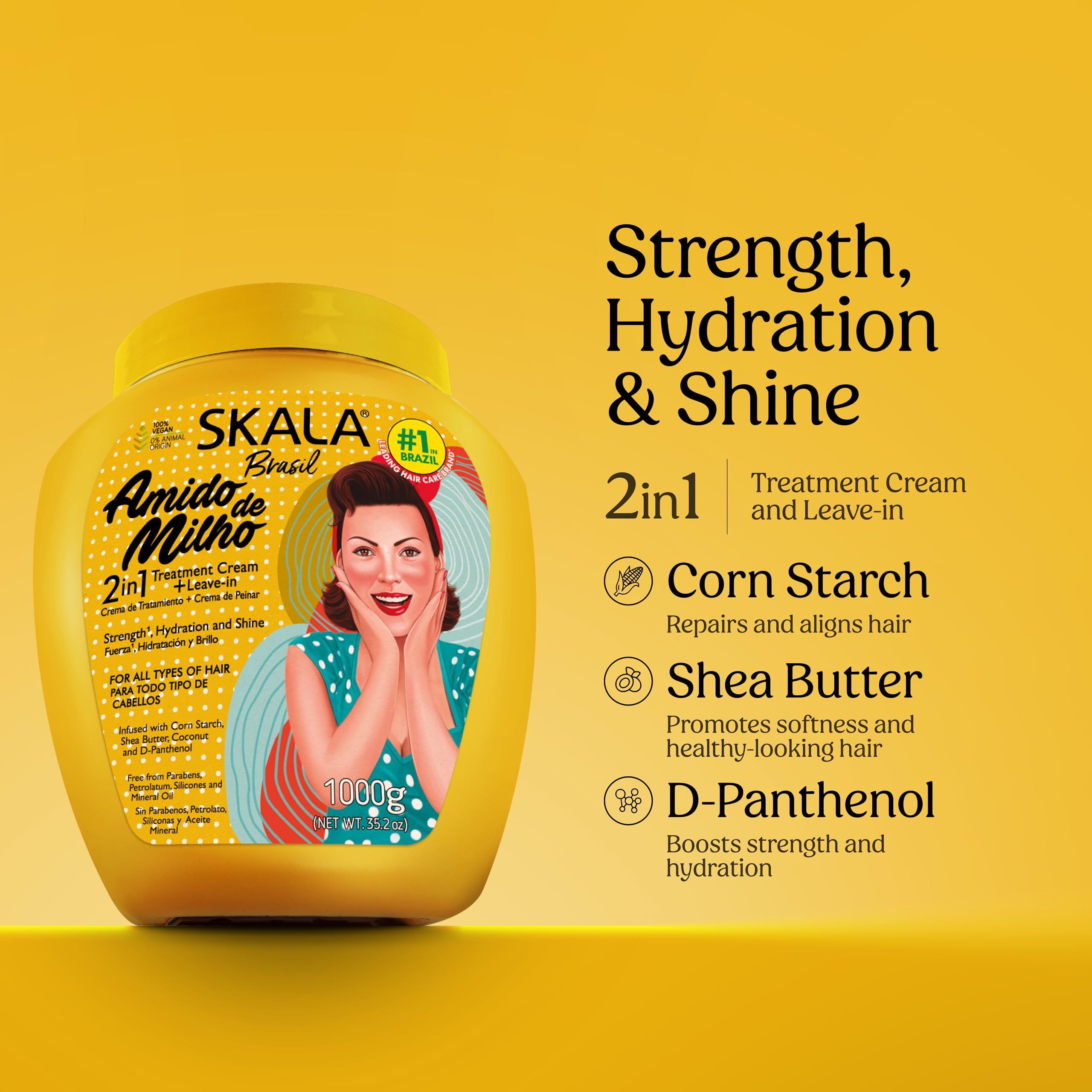 Skala Amido de Milho 2 In 1 Treatment Cream Leave In Conditioner for All Hair