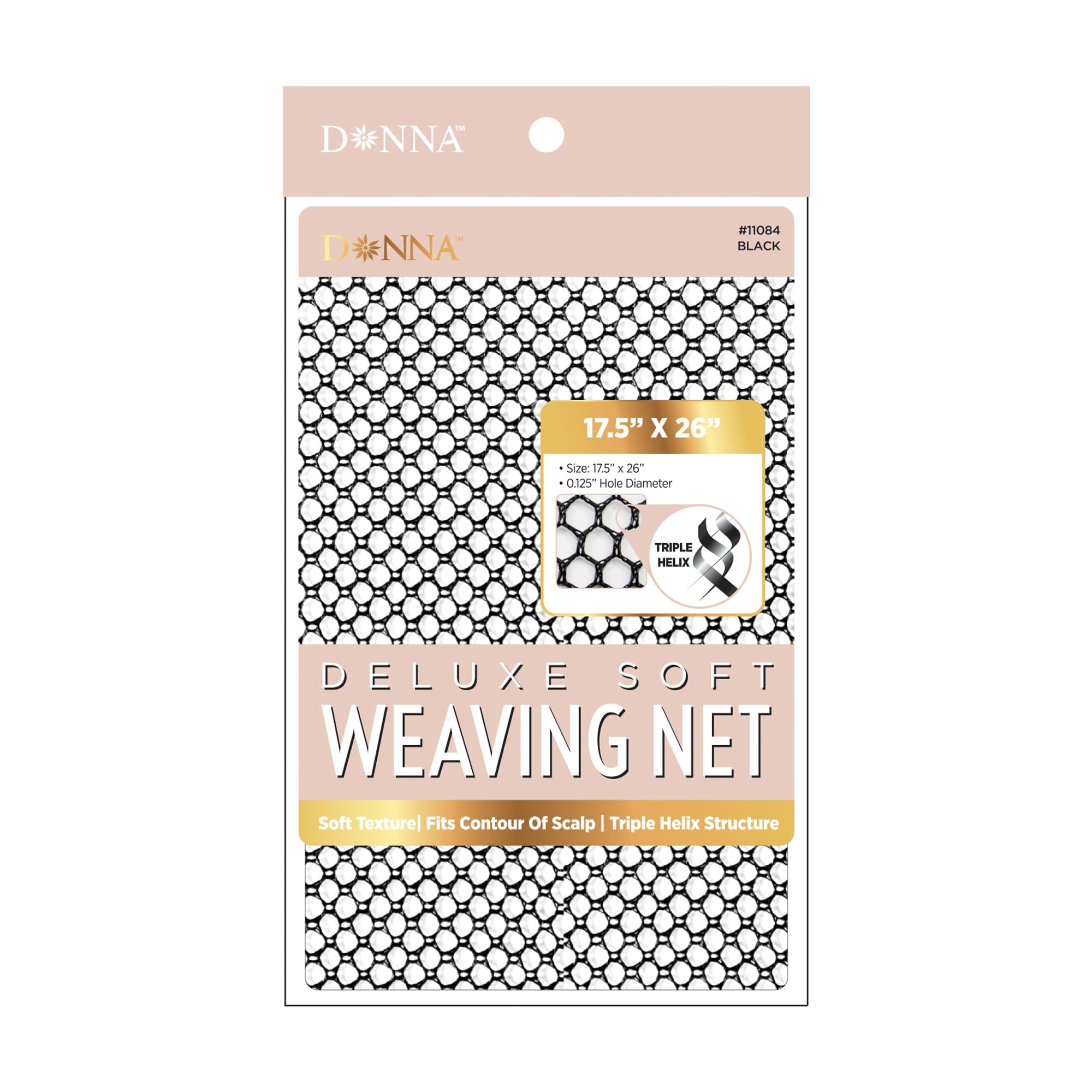 Donna Deluxe Soft Weaving Net 17.5″ × 26″ Triple Helix Structure Hair Net for