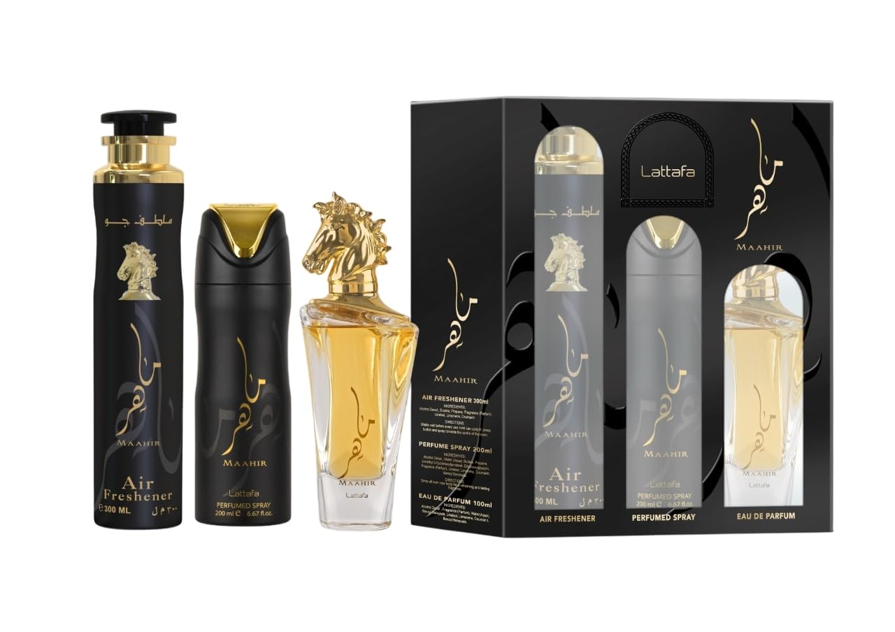 Lattafa Maahir 3.4 M + 6.8 Deo + 10.0 Air Freshener United Arab Emir. Set