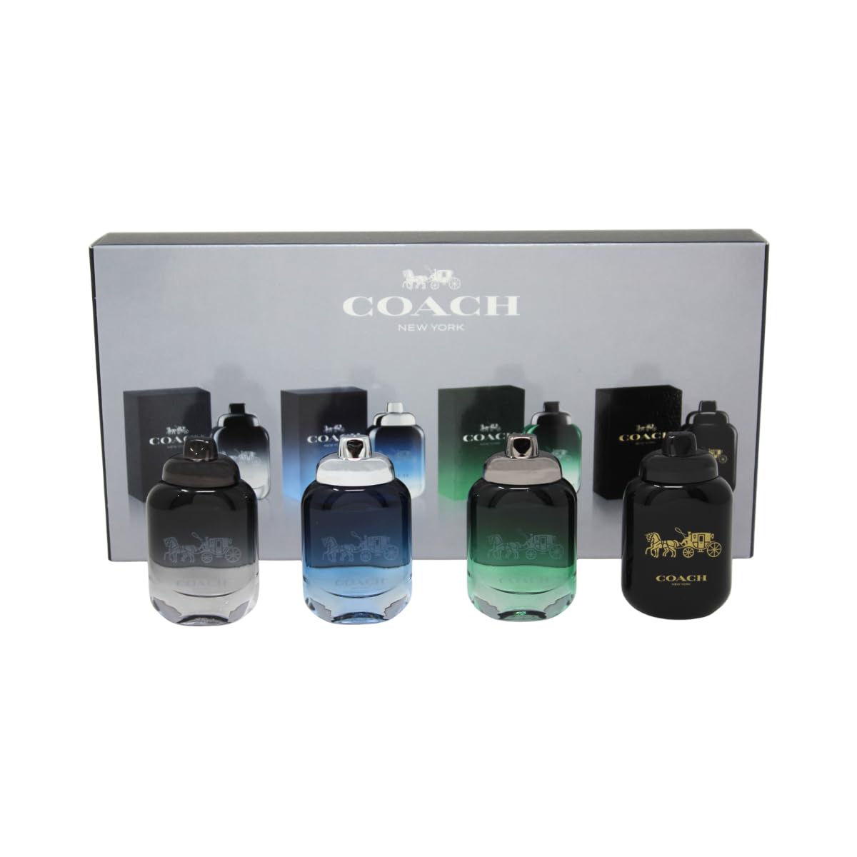 [Mini Set] Coach New York 4 Piece Man Black Blue Green and Man Black For Men EDP 0.15 oz