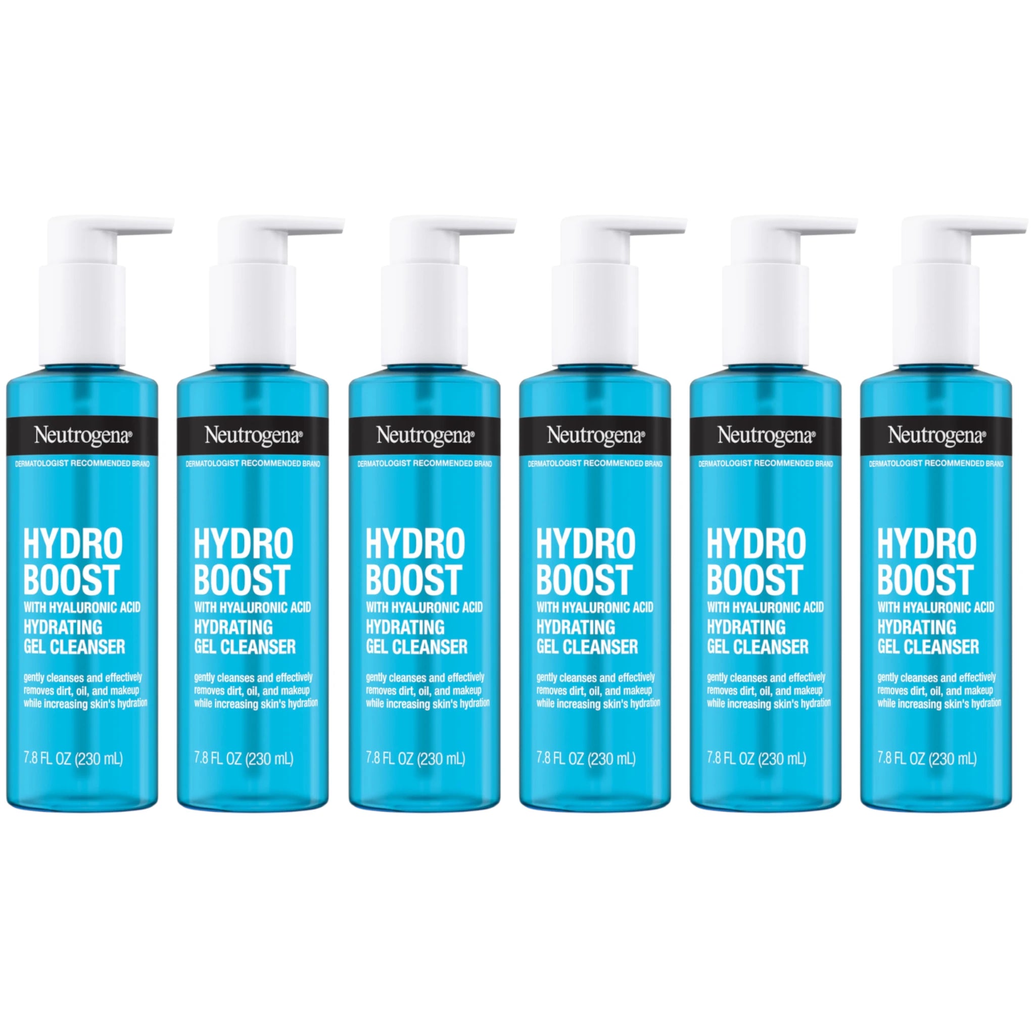(6-pack) Neutrogena Hydro Boost Cleanser Water Gel 200ml Hydrating Face Wash with Hyaluronic Acid