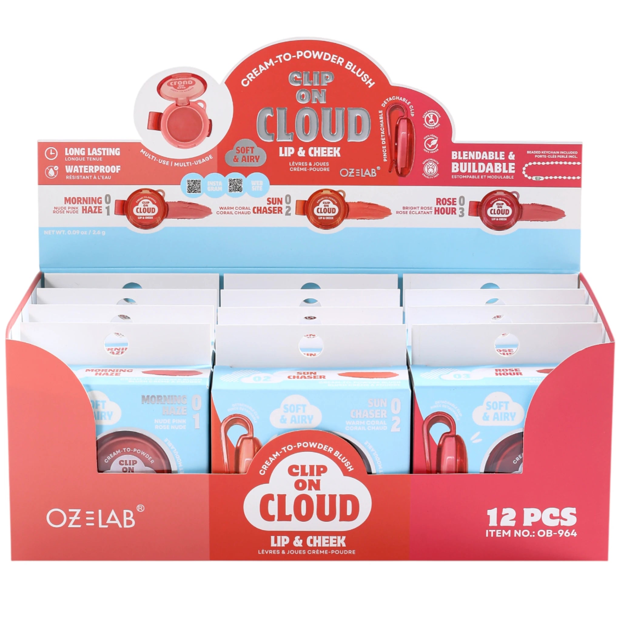 (12-pack) Oz Lab Clip On Cloud Lip & Cheek