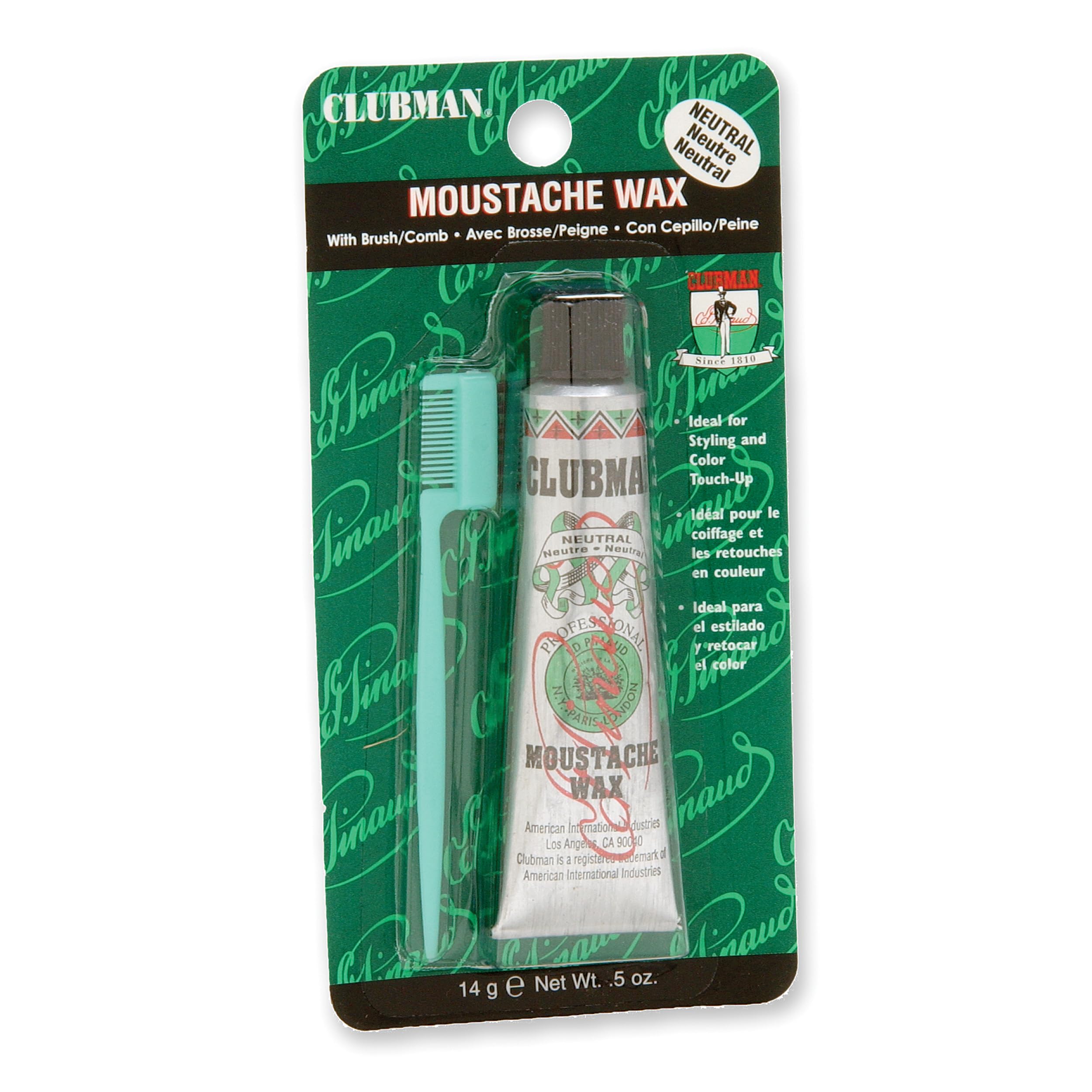 Clubman Moustache Wax Mustache Wax Strong Hold Neutral Color Includes Styling