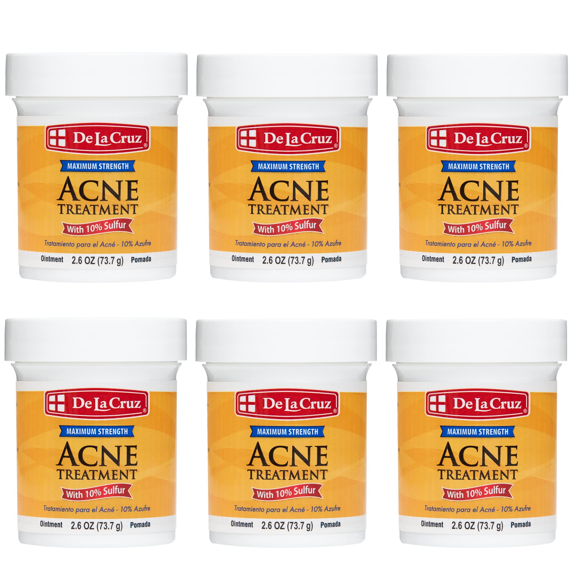 De la Cruz 10% Sulfur Ointment Cystic Acne Treatment for Face and Body Daily 10