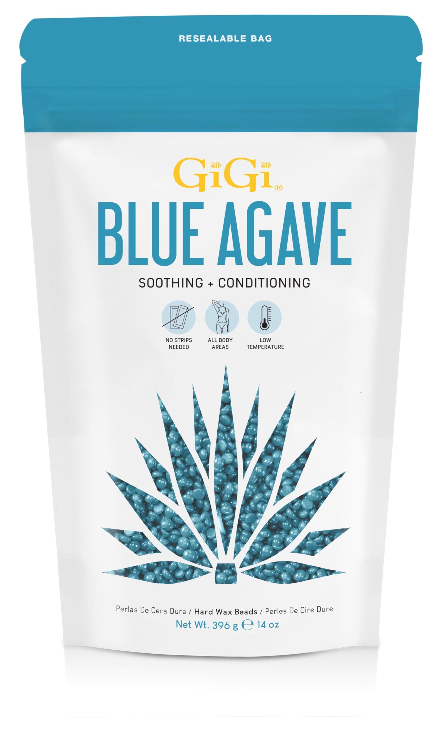 Gigi Blue Agave Hard Wax Beads Soothing Conditioning Wax Beads for Hair Removal