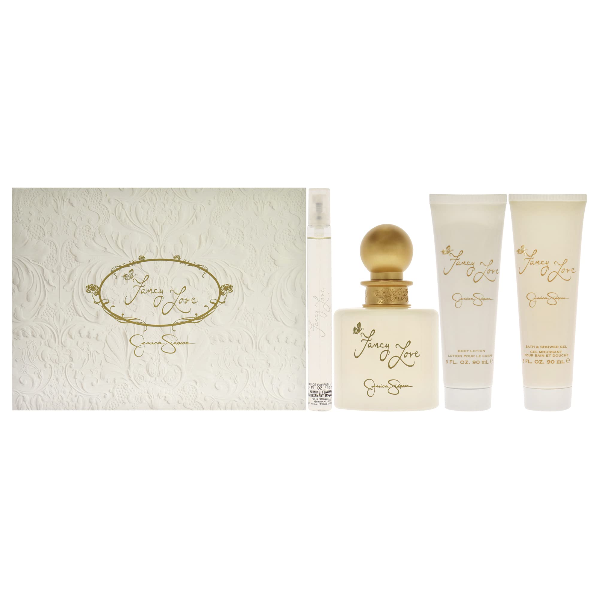 [Set] Fancy Love By Jessica Simpson 4 Pc Mini Body Lotion Bath Shower Crème For Women
