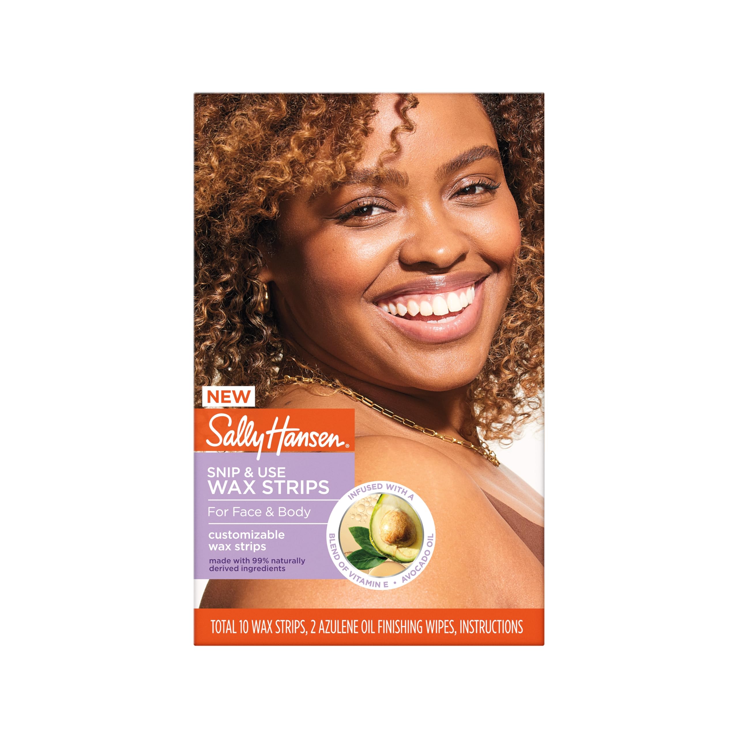 (6-pack) Sally Hansen Snip & Use Wax Strips Kit | Face & Bikini Line Hair Removal | Vitamin E & Avocado Oil Infused | 10 Count
