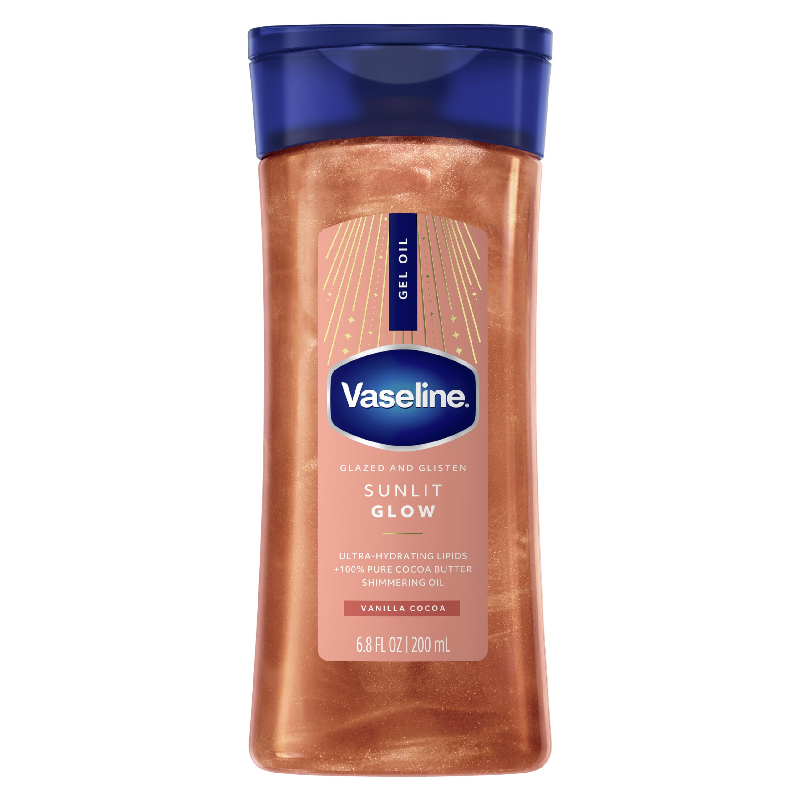 Vaseline Glazed and Glisten Sunlit Glow Body Gel Oil Vanilla Cocoa Shimmering