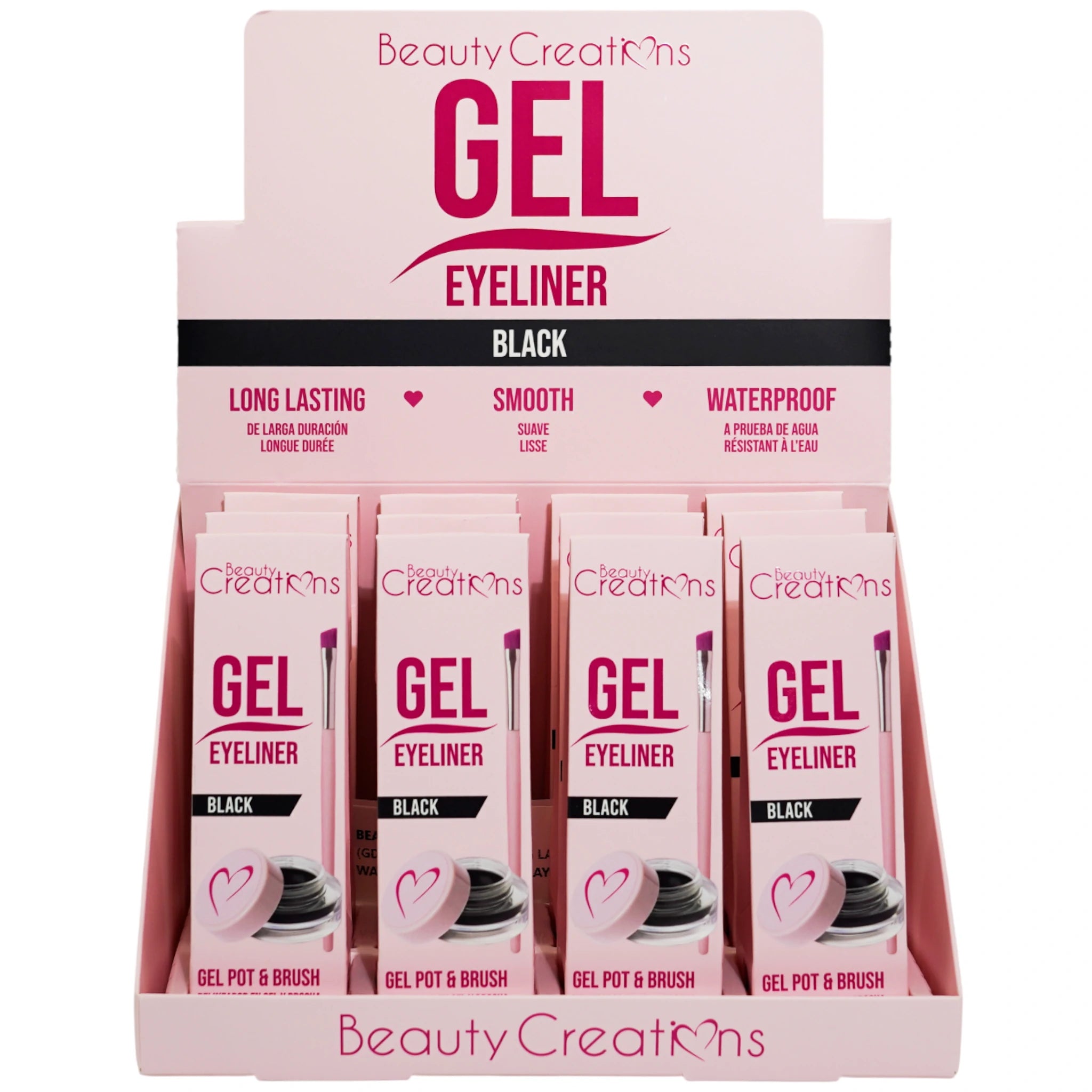 (12-pack) Beauty Creations Gel Eyeliner Long Lasting Waterproof Black