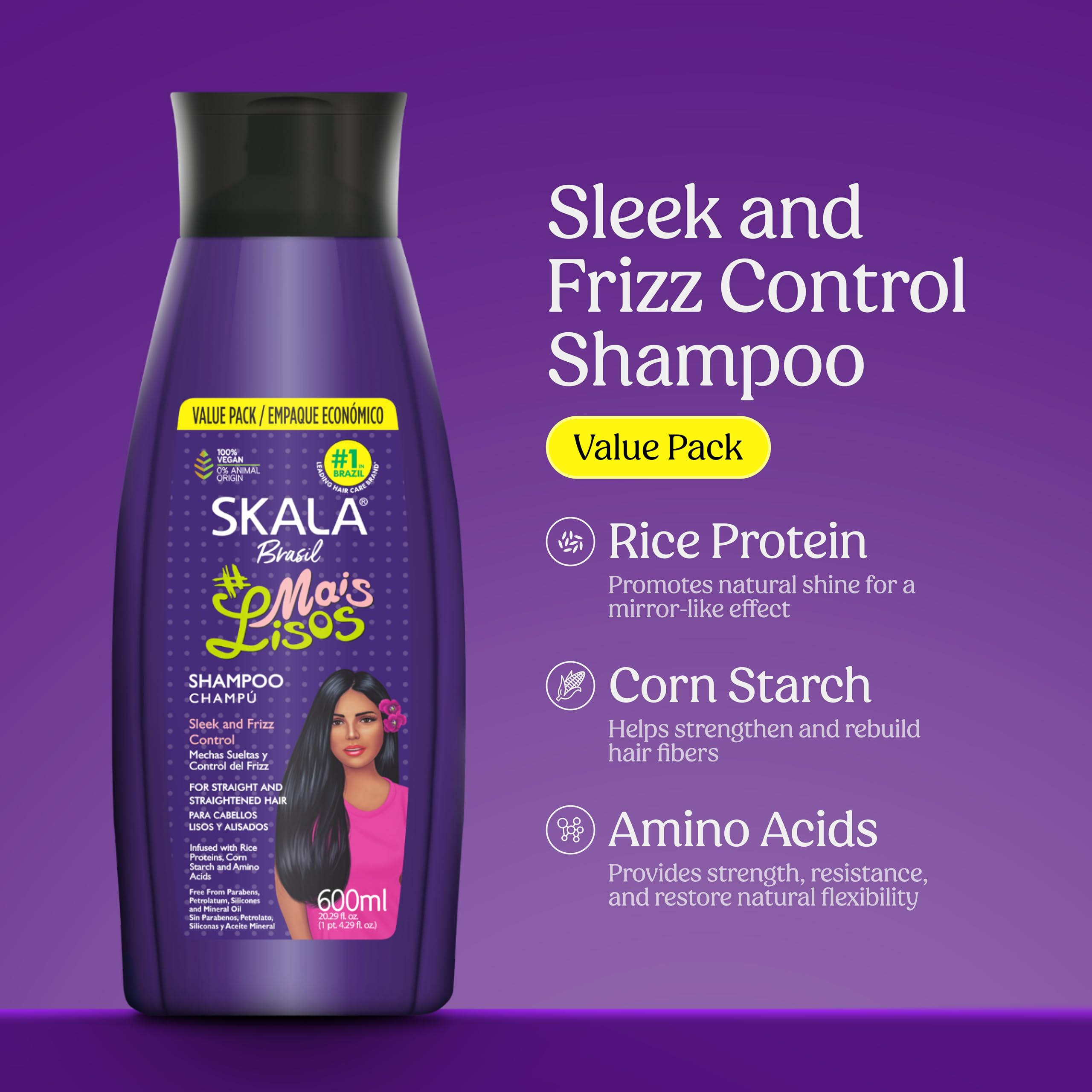 Skala Shampoo #mais Lisos / 600 ml (20.29 oz)