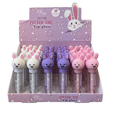 (24-pack) PX look Cosmetics Cotton Tail Lip Gloss Cotton Candy Scented (white)