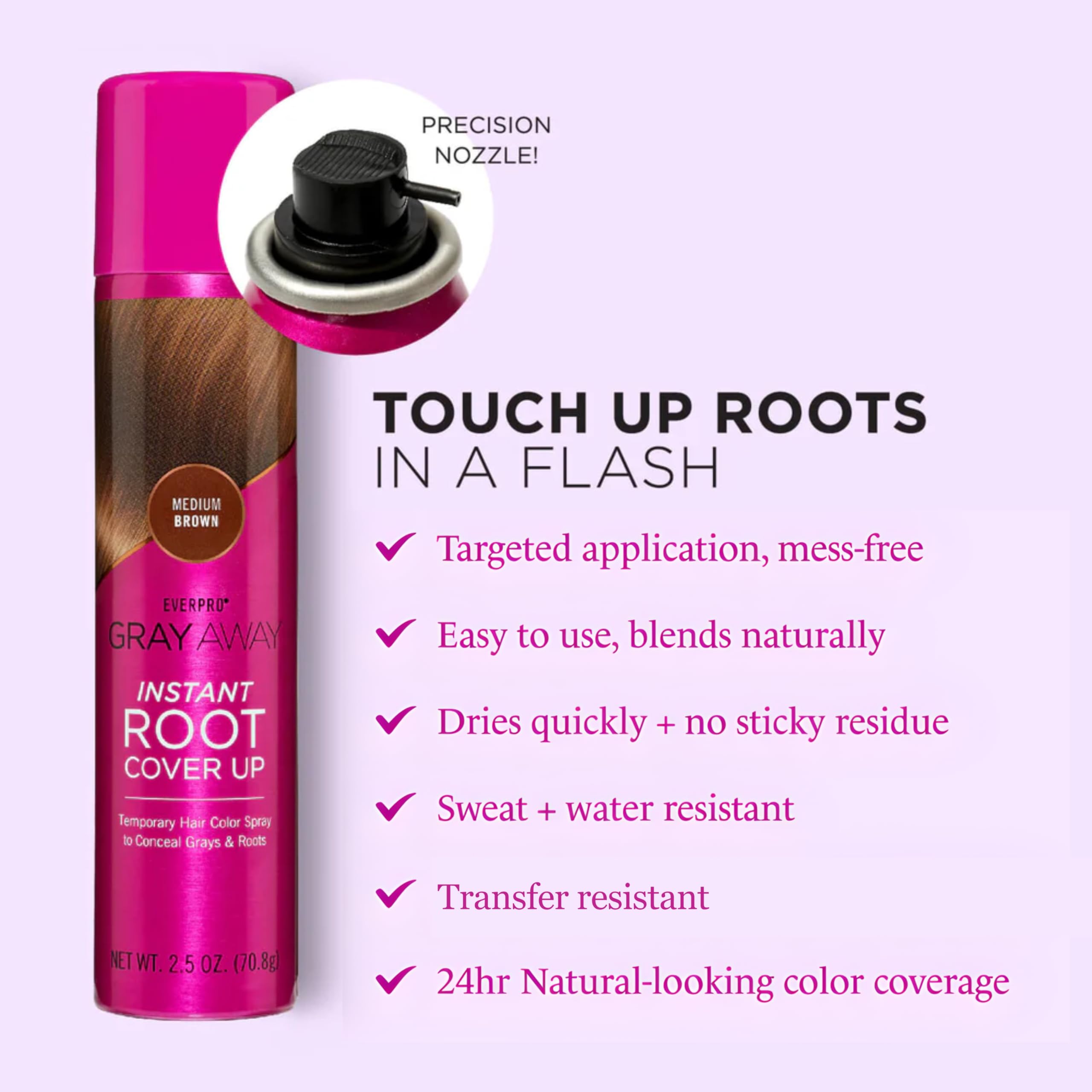 Everpro Gray Away Instant Root Cover Up Medium Brown 2.5 oz