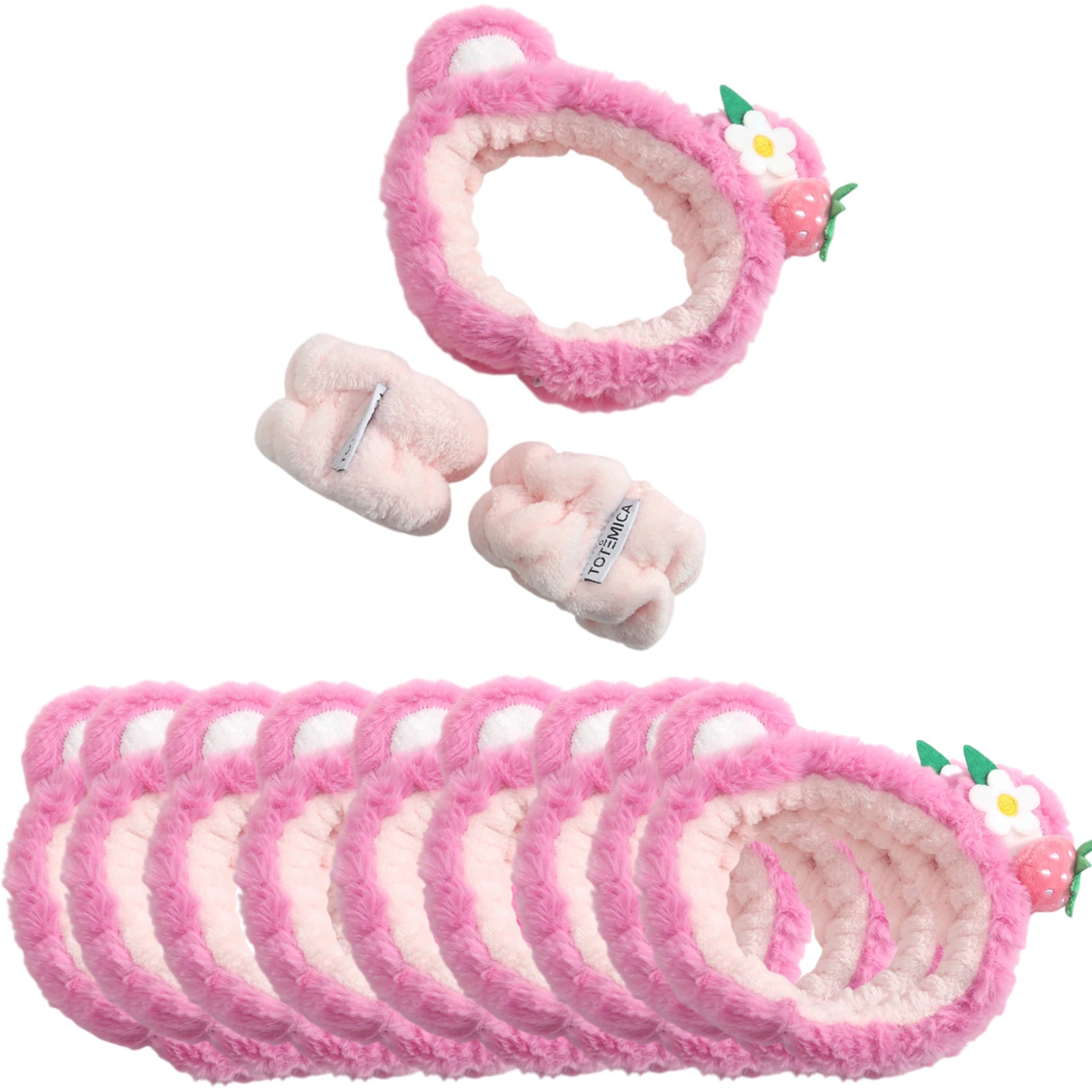 (10-pack) Totemica Spa Headband & Wristband Strawberry