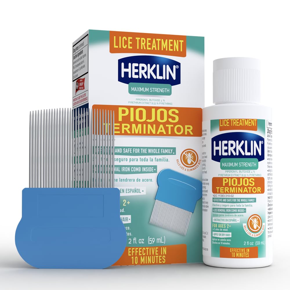 Herklin Lice Treatment Shampoo Maximum Strength Easy To Apply 2 Fl Oz Bottle