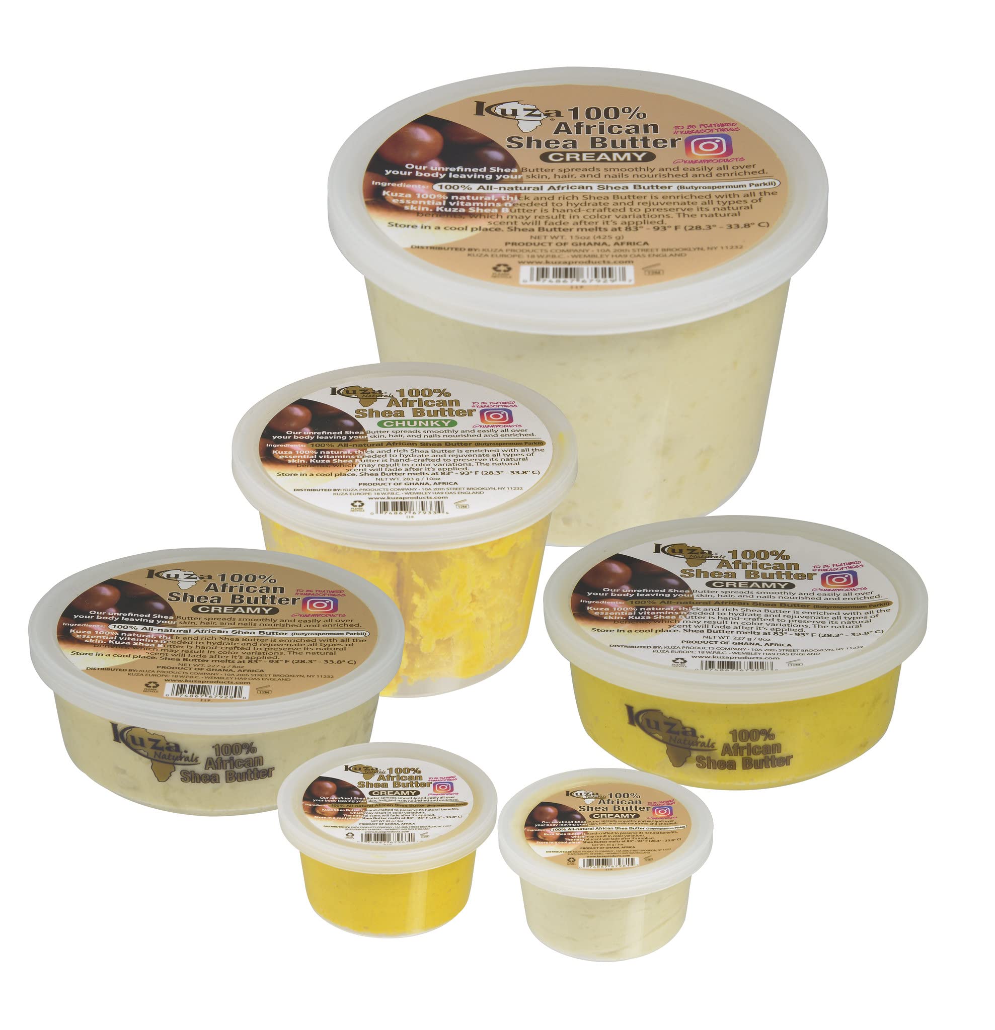 Kuza 100% Pure African Shea Butter With Borututu White Creamy . Moisturizer for