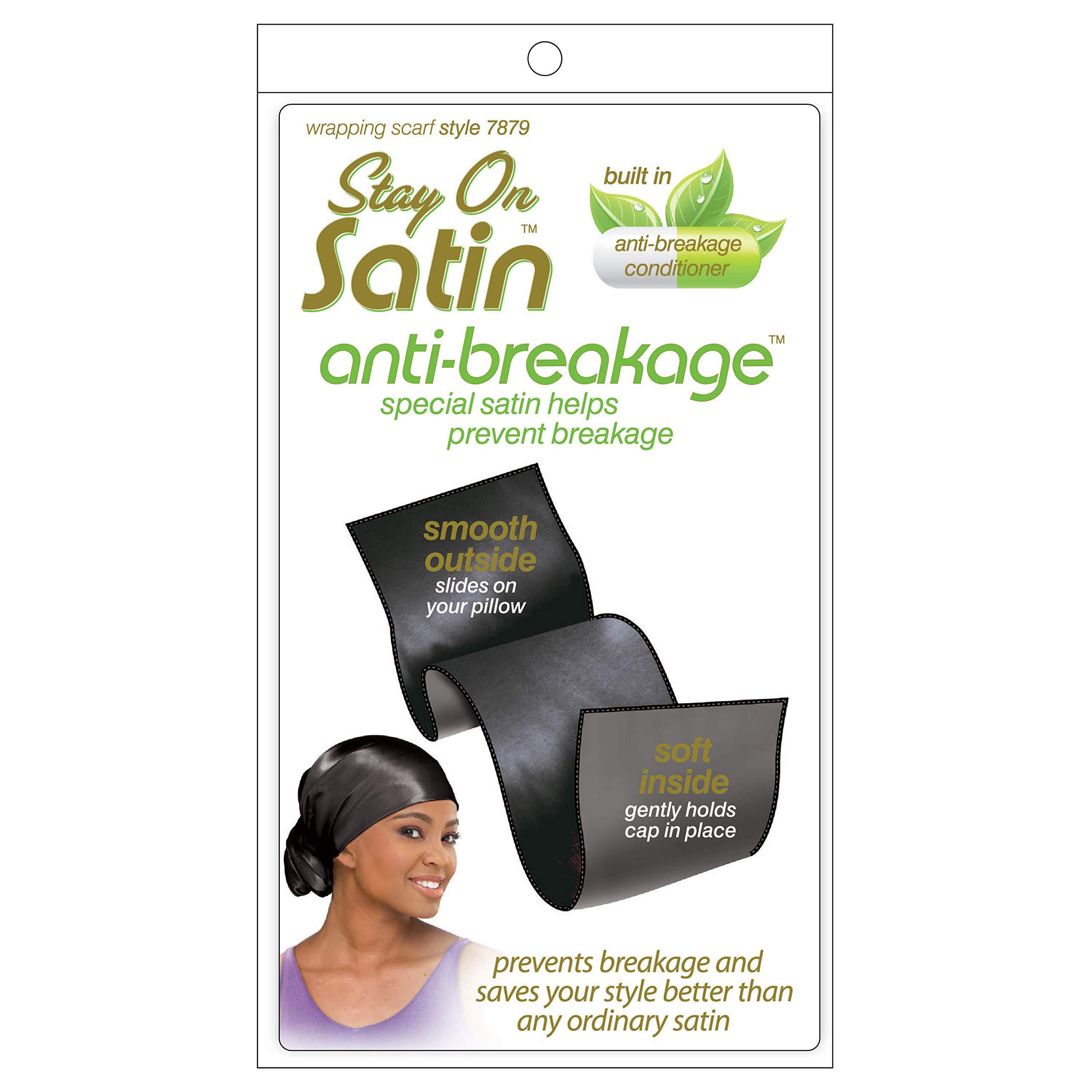 Stay On Satin Hair Wrap Anti Breakage Head Scarf for Sleeping Black For Women