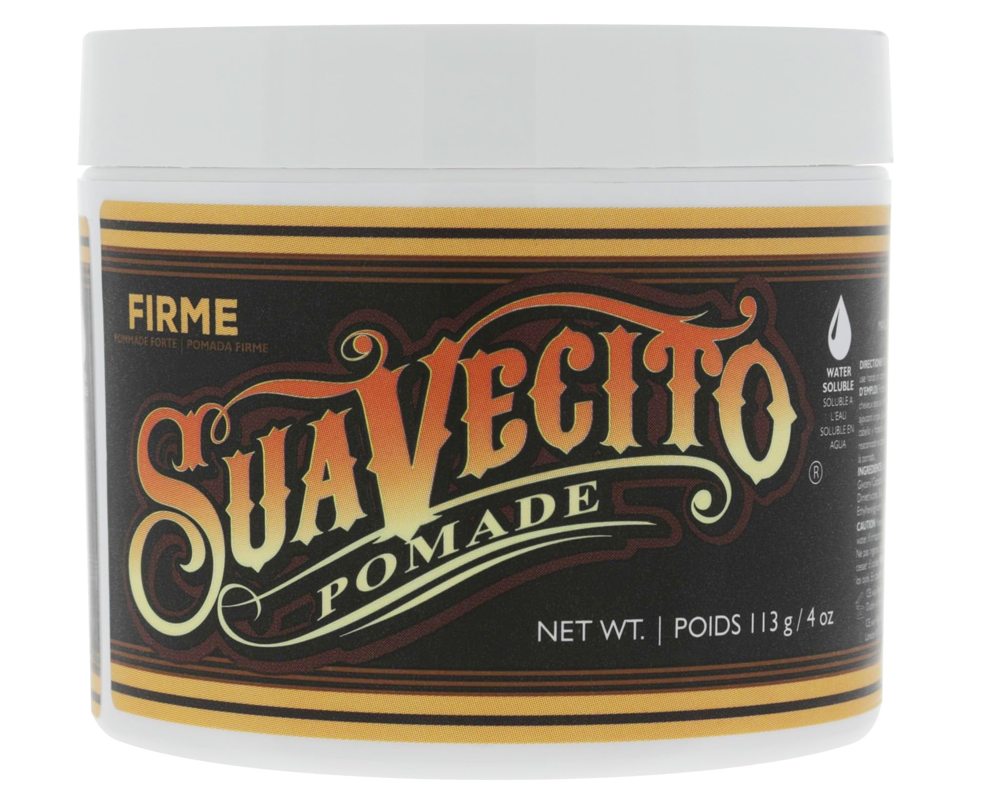 Suavecito Pomade Firme Hold 1 Pack Strong Hold Hair Pomade Medium Shine Water