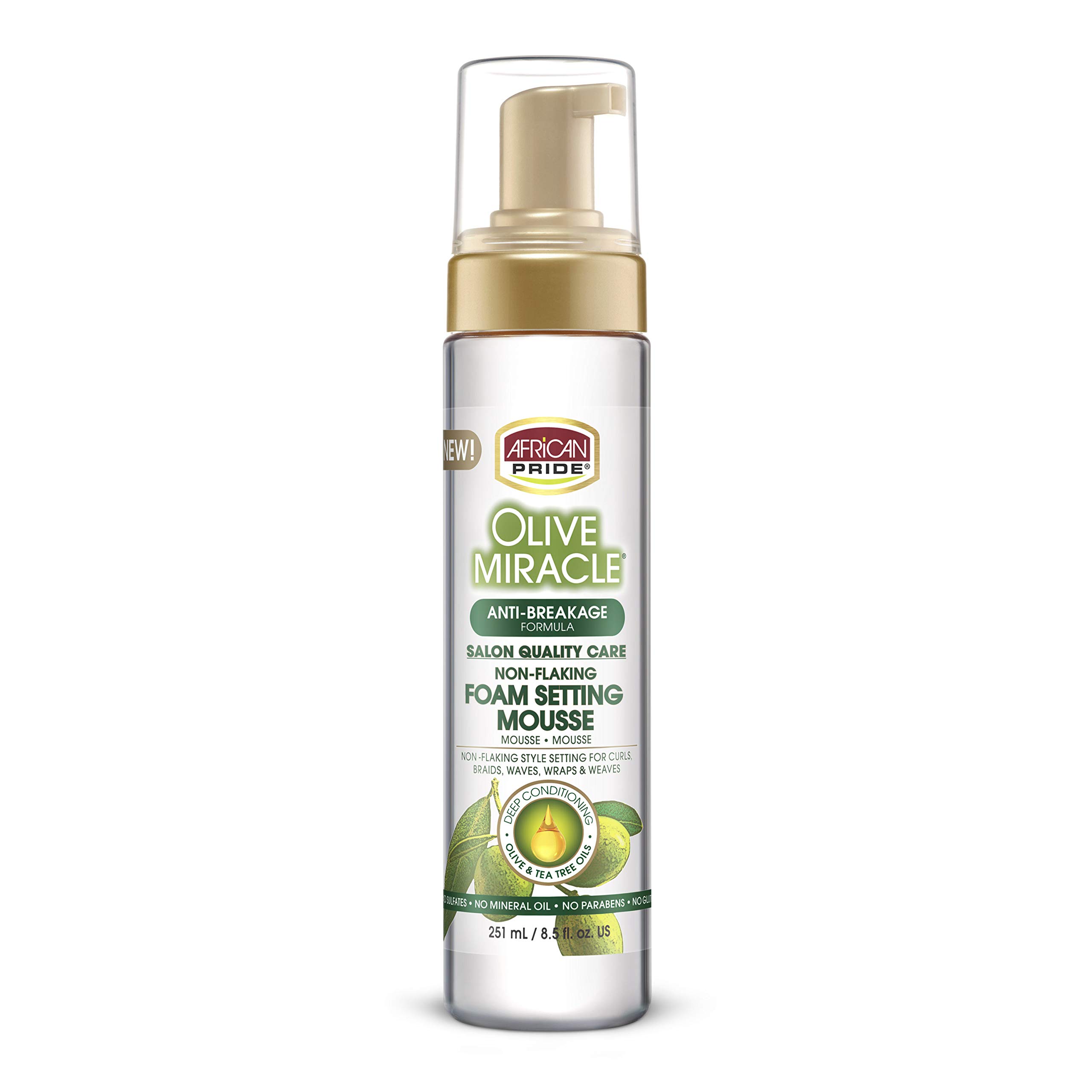 African Pride Olive Miracle Non Flaking Foam Setting Hair Mousse Long Lasting (Set)