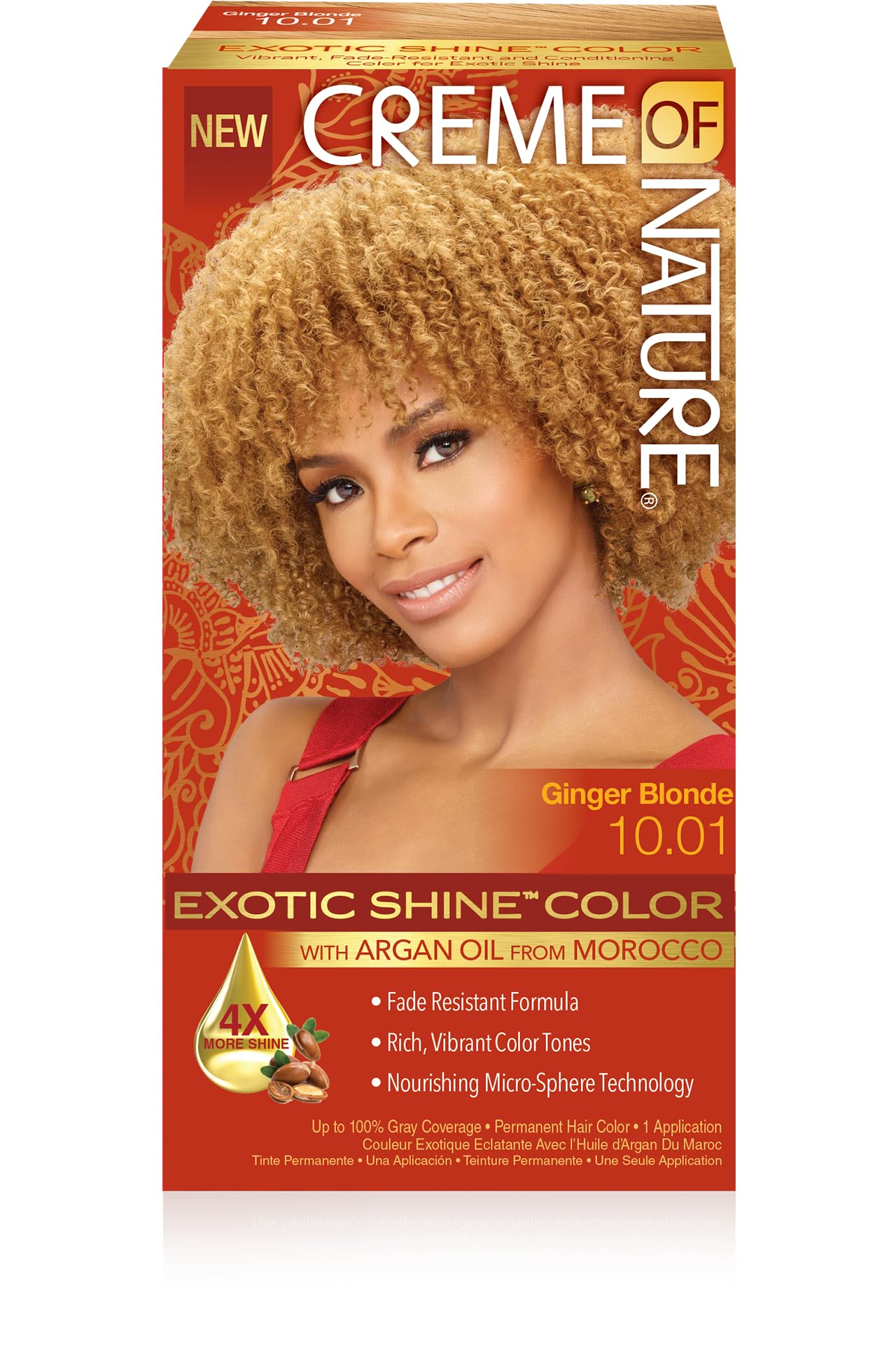 Exotic Shine Hair Color By Creme of Nature 10.01 Ginger Blonde With Argan Oil