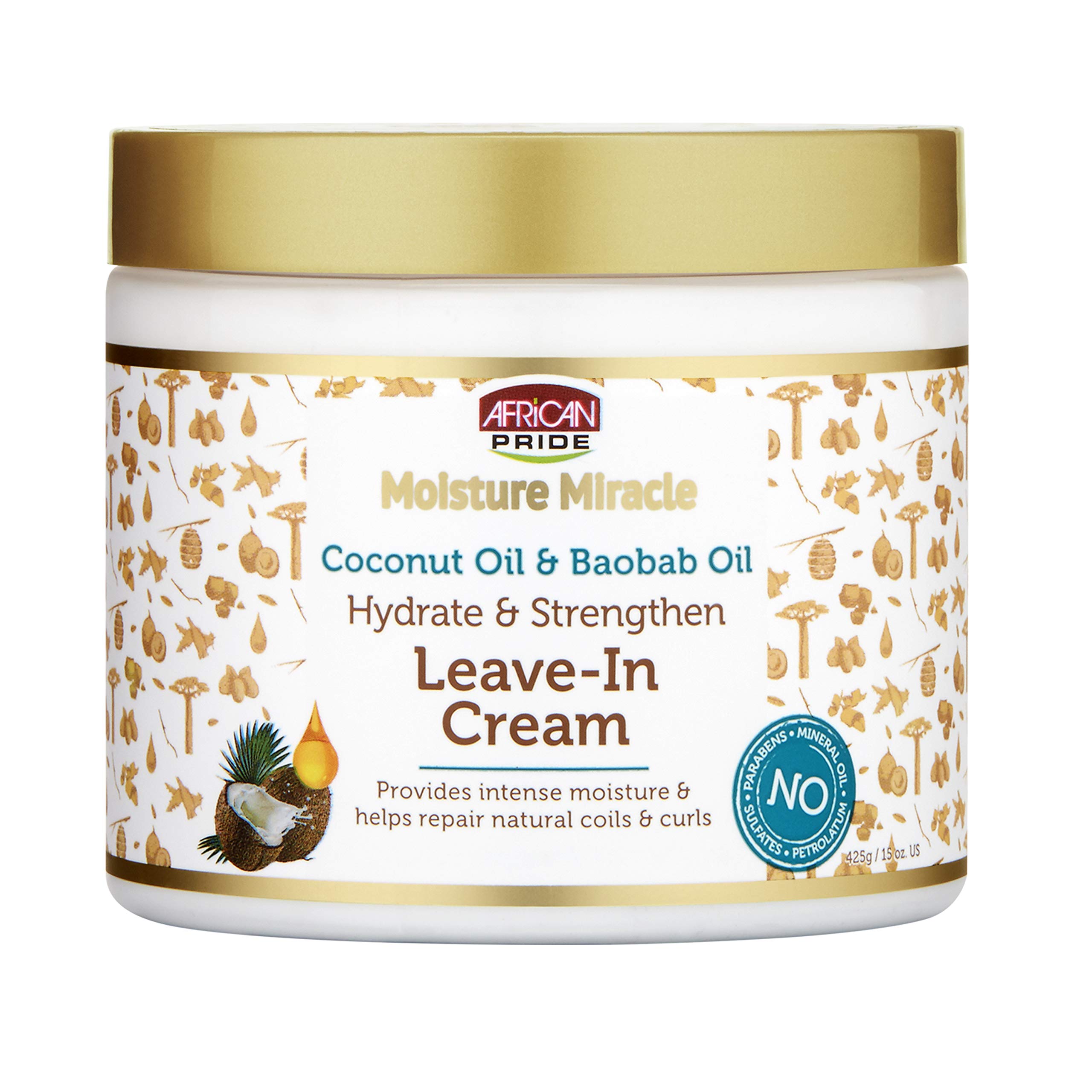 African Pride Moisture Miracle Coconut Oil Baobab Oil Leave In Cream Provides