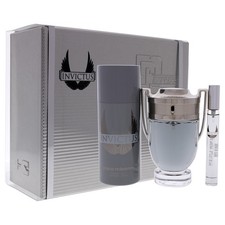 [Set] Paco Rabanne Invictus 3 Pc Set: + Travel + Deo EDT 3.4 Oz