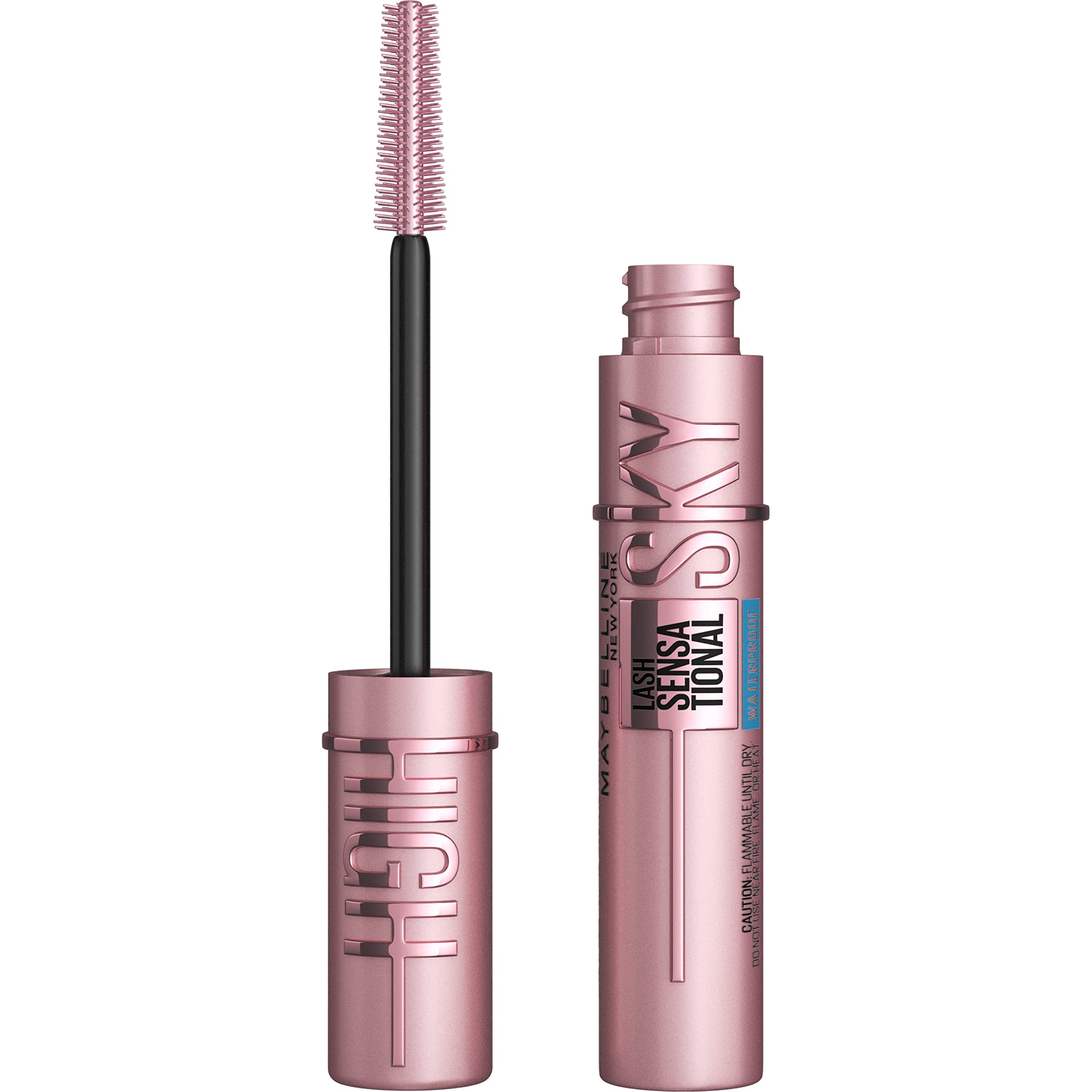 (6-pack) Maybelline Lash Sensational Sky High Waterproof Mascara Makeup, Volumizing, Lengthening, Defining, Curling, Multiplying, Buildable Formula, Very Black, 1 Count