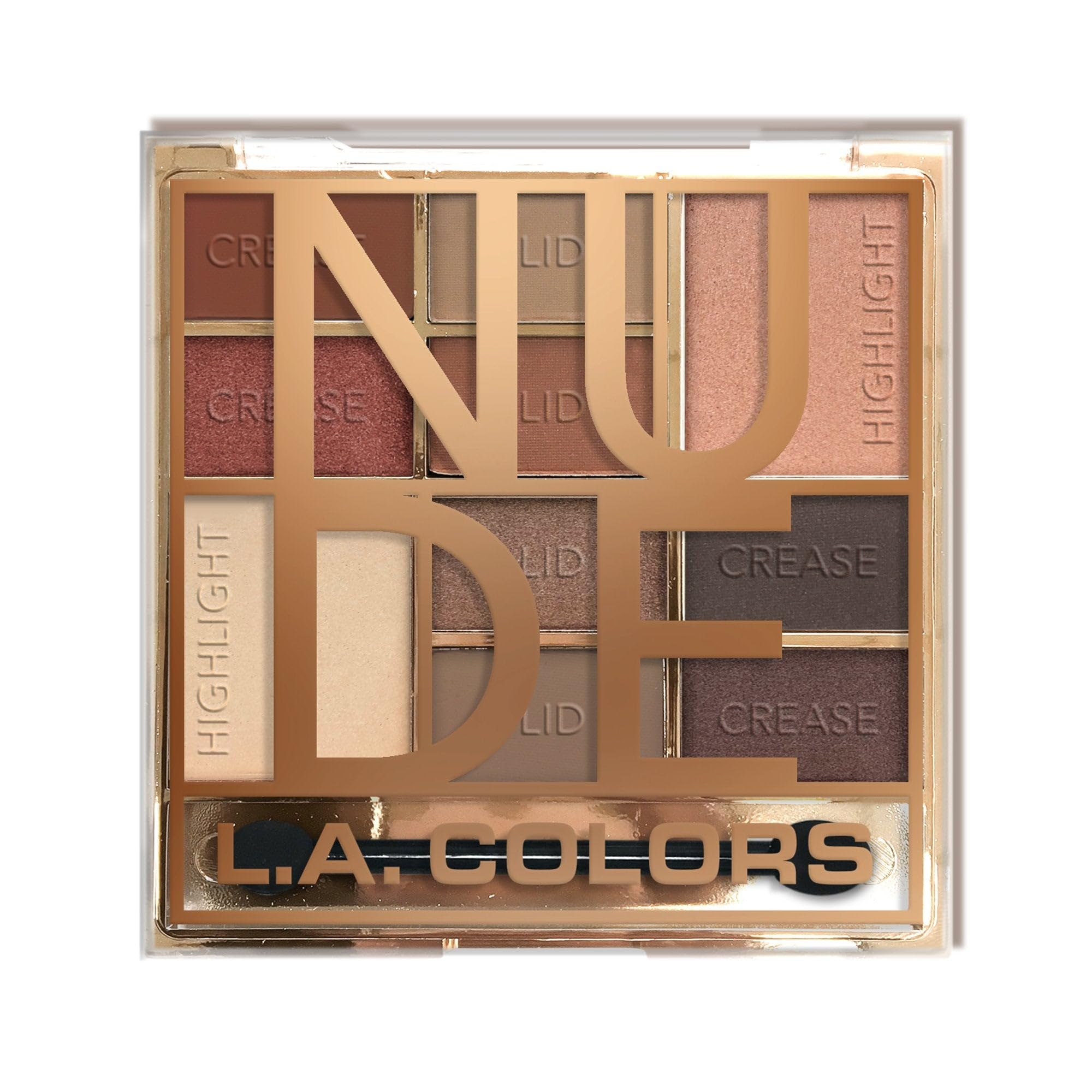 (9-pack) L.A. COLORS Color Block 10 Color Eyeshadow Palette, Nude CES135A