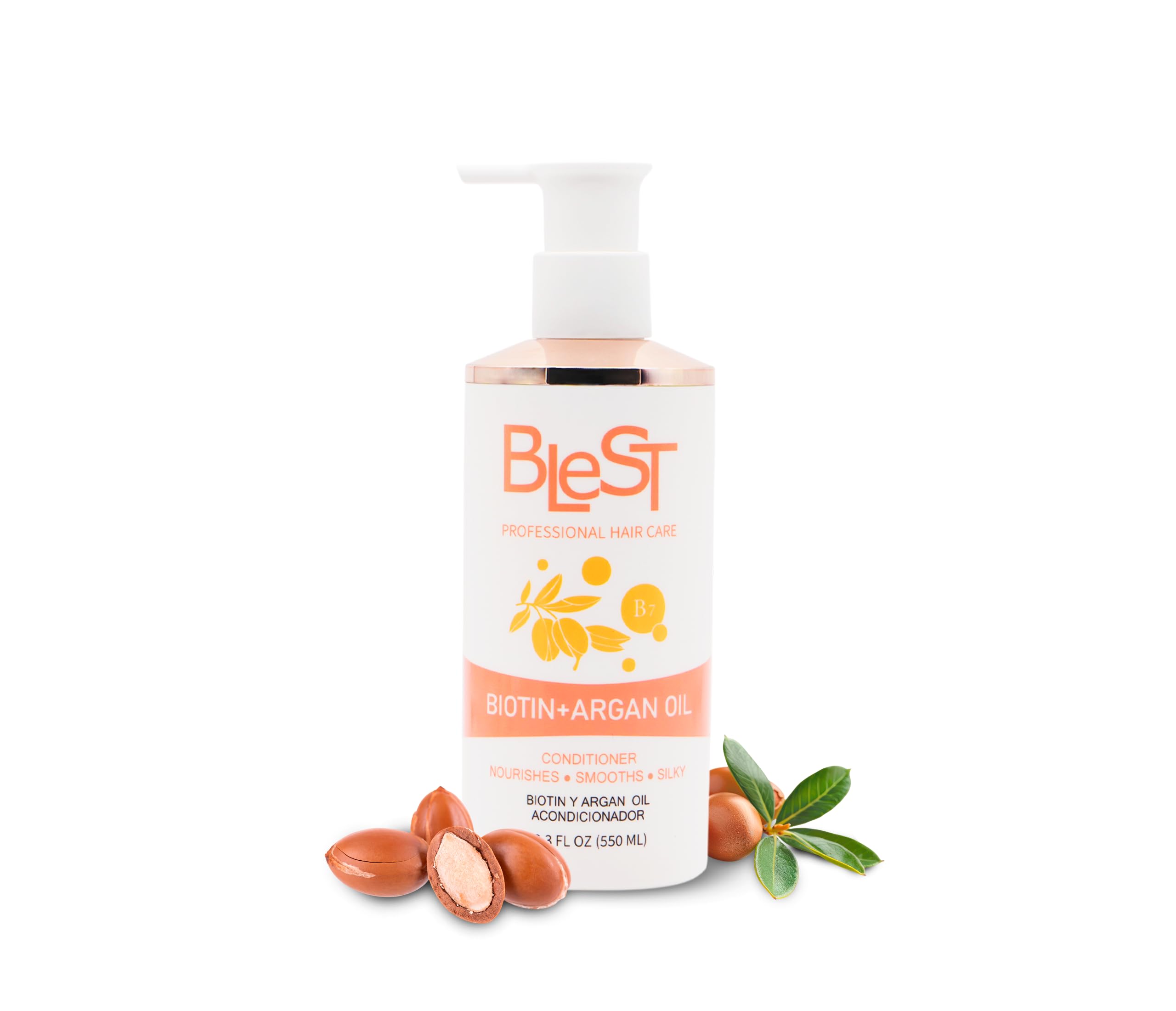 (5-pack) BLEST PROFESSIONAL HAIR CARE Biotin + Argan Oil Conditioner 550ml – Sulfate-Free Natural Conditioner for Dry Damaged Hair – Hair Growth Shampoo and Conditioner Set Safe for Color-Treated Hair