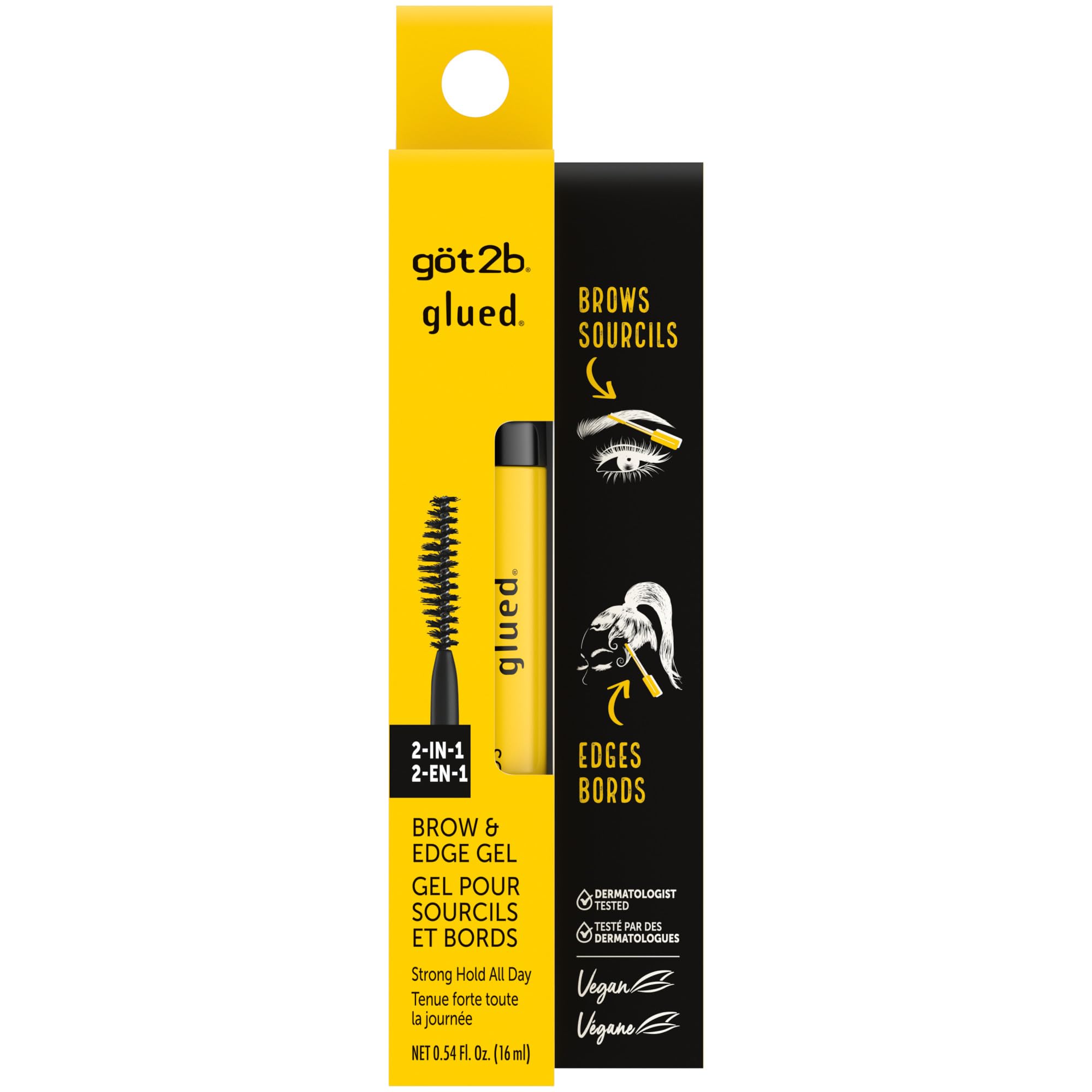 Got2b Glued 2 In 1 Brow Gel Edge Control 0.54 Fl Oz Strong Hold Styling Eyebrow