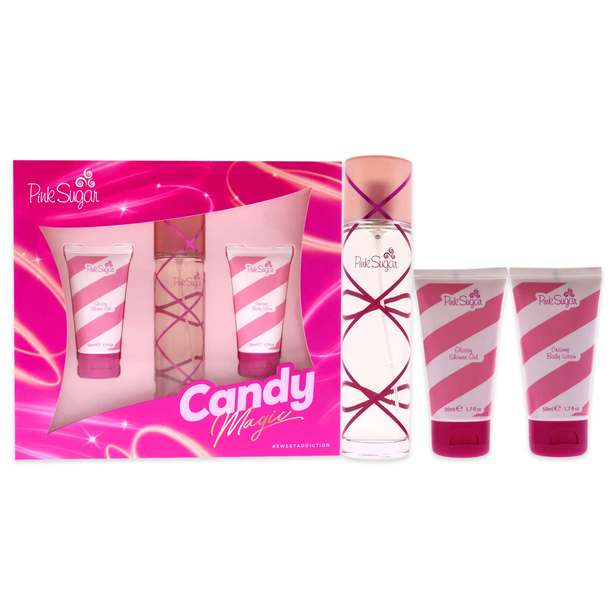 PINK SUGAR CANDY MAGIC(W)(W/B)3PC SET(3.4ozedt sp,1.7oz shower gel,1.7oz creamy body lotion)