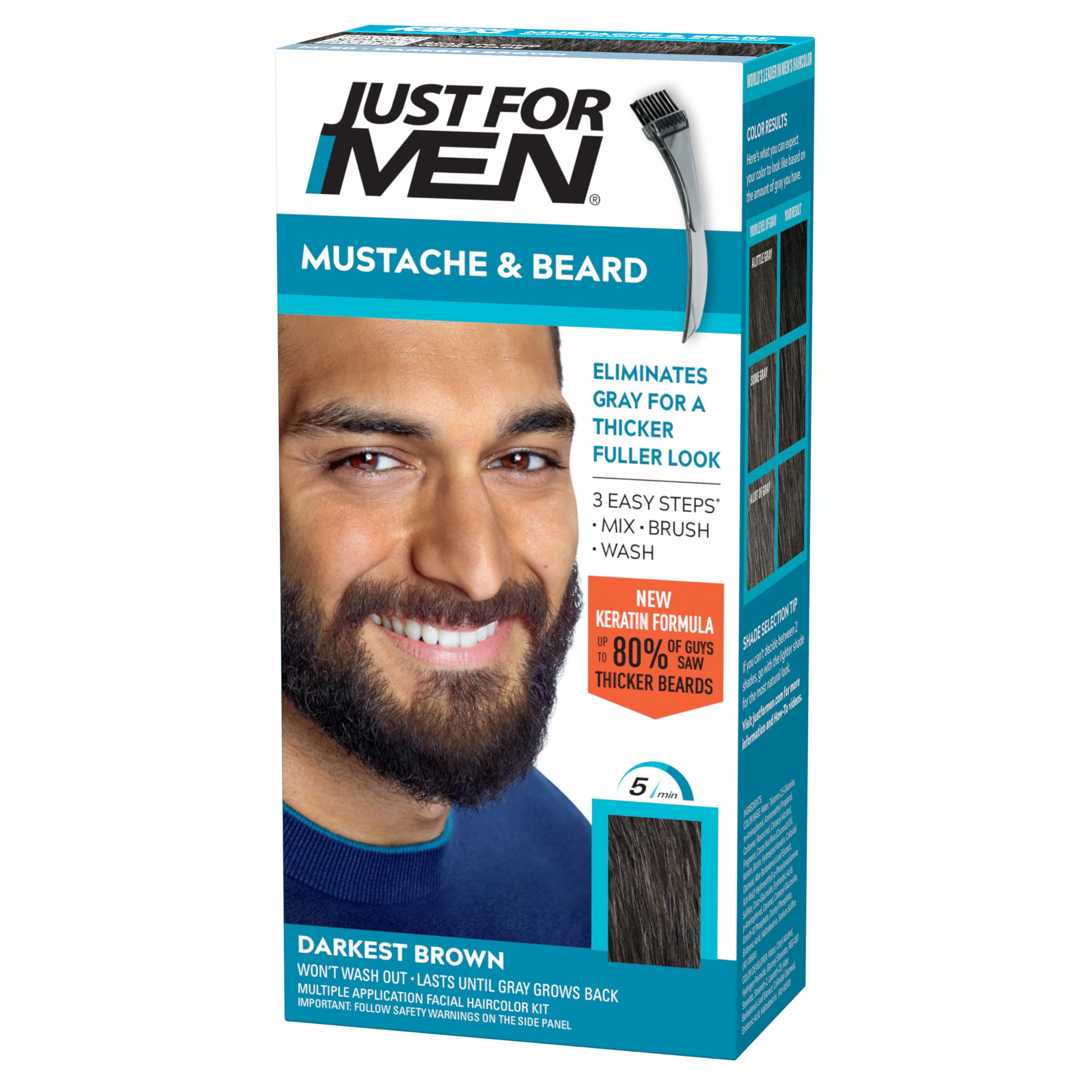 Just Mustache Beard Beard Coloring for Gray Hair With Brush Included With