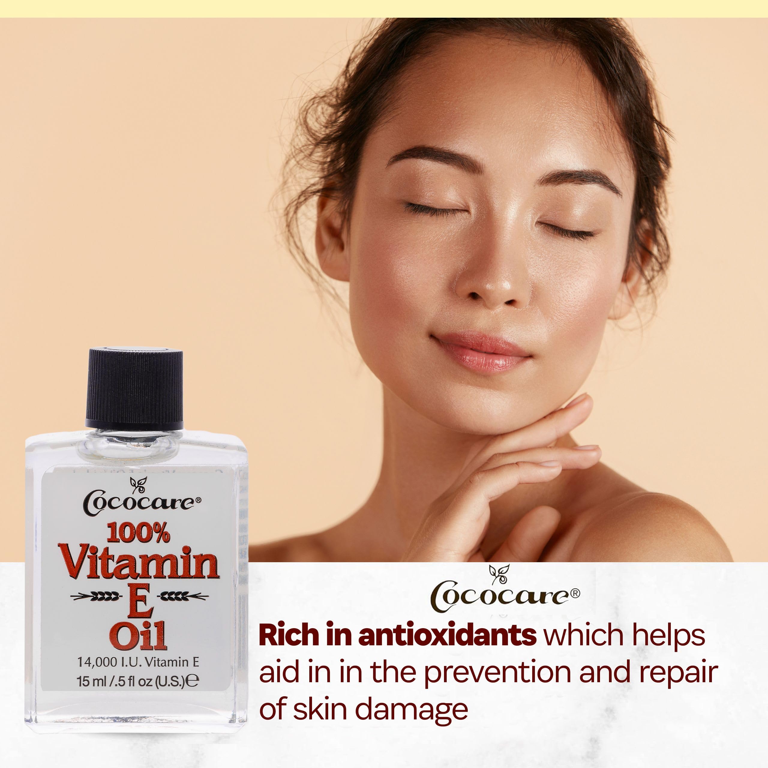 Cococare 100% Vitamin E Oil 14000 I.u. 0.5 Fl Oz Skin Moisturizer Antioxidant