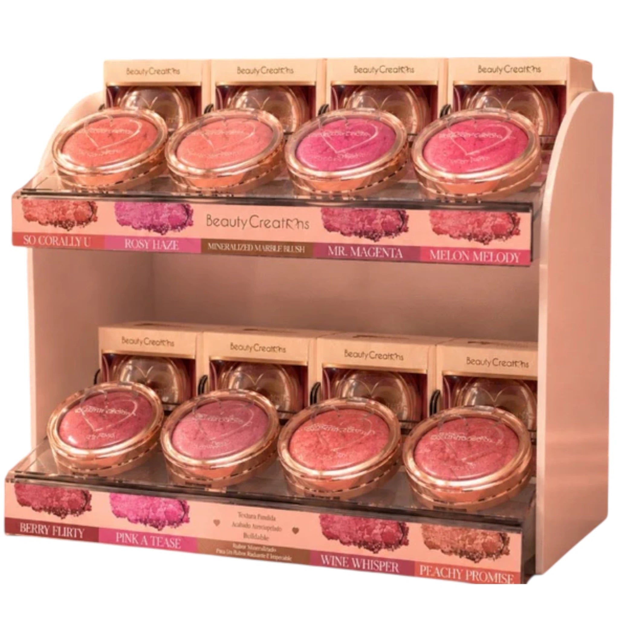 (48-pack) Beauty Creations - Mineralized Marble Blush, Peach Flame, Baked Multi-Dimensional Formula