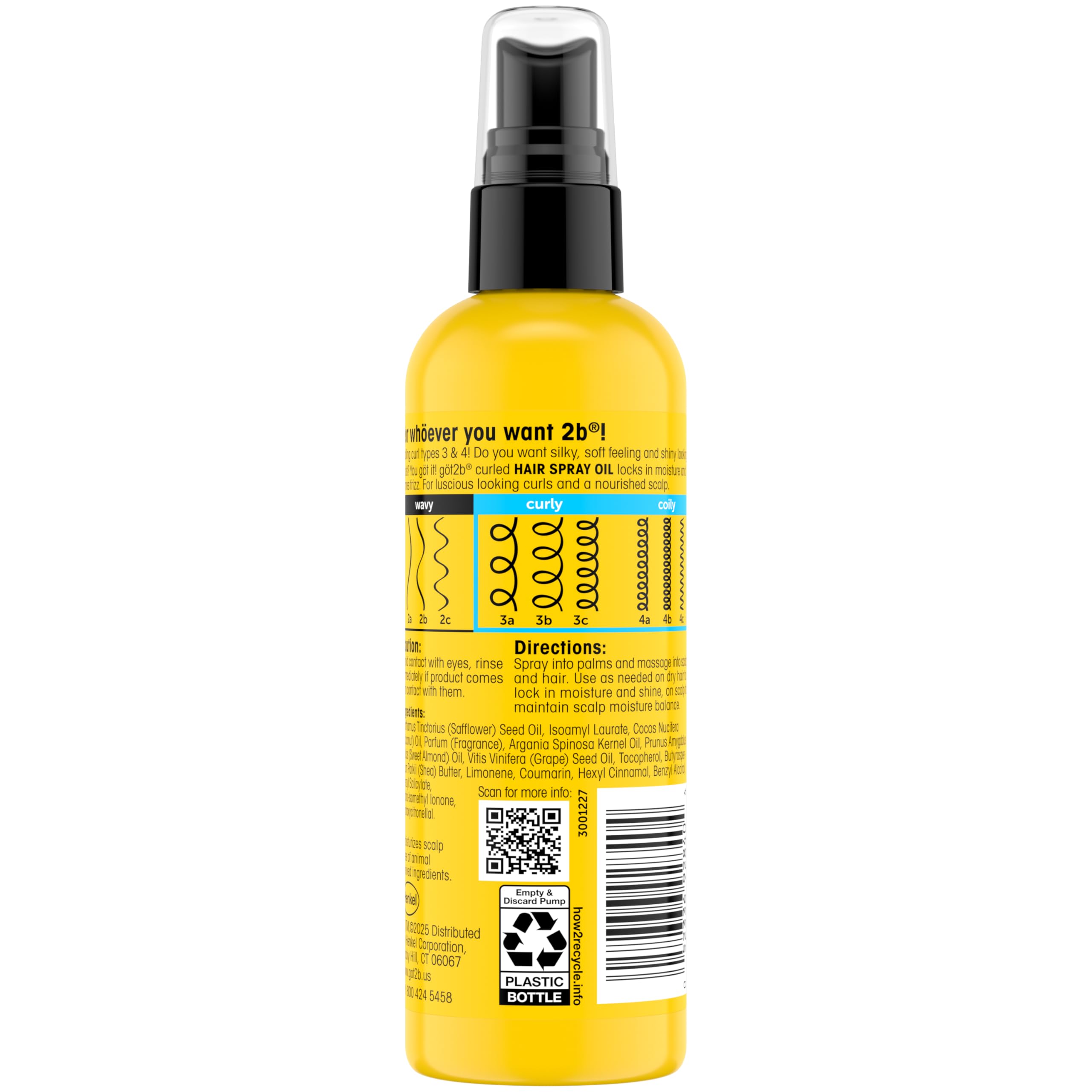 Got2b Curled Hair Oil for Curl Types 3 4 Curly and Coily Hair Helps Control