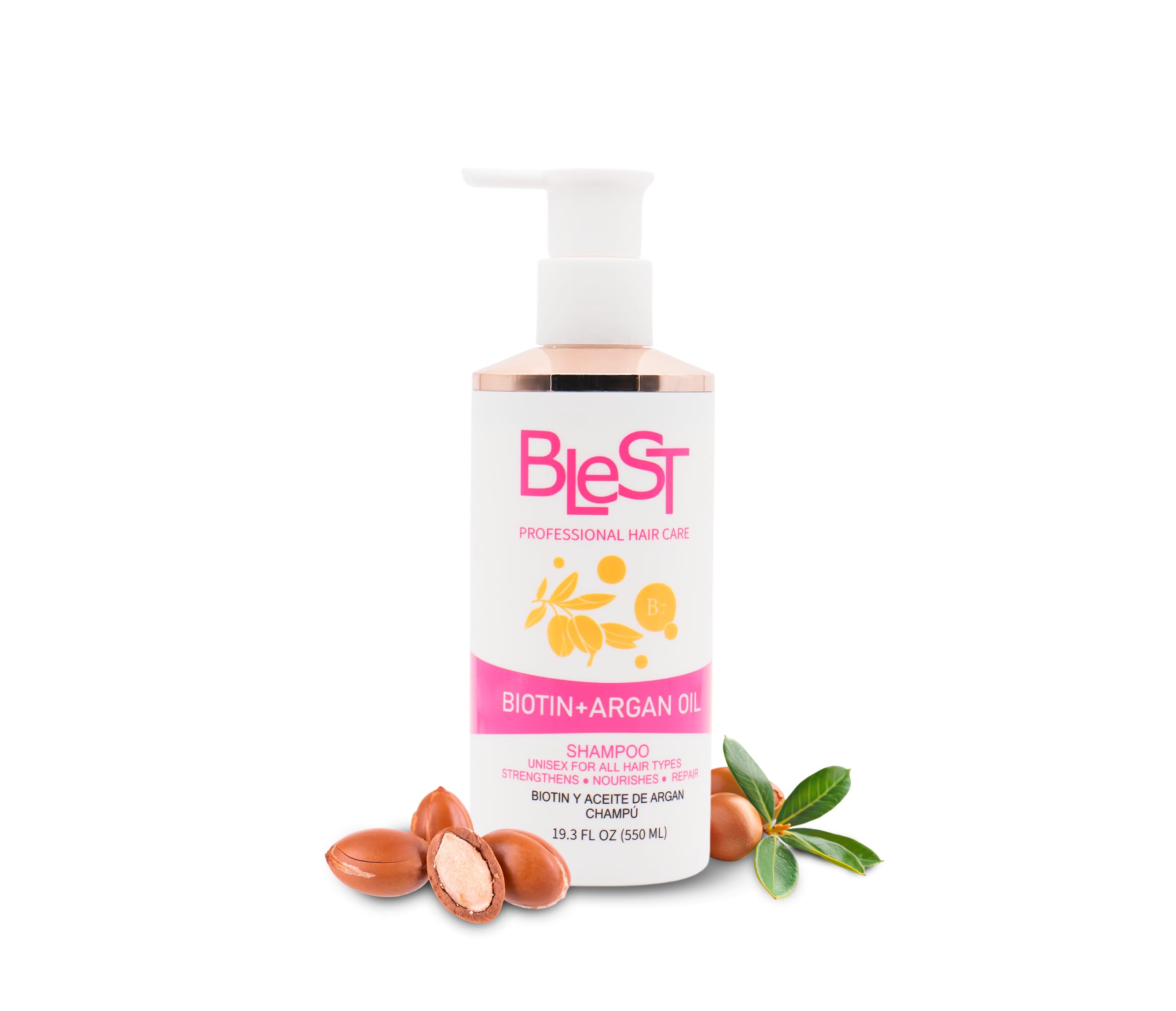 (5-pack) BLEST PROFESSIONAL HAIR CARE Biotin + Argan Oil Shampoo 550ml – Sulfate-Free for Dry Damaged Hair – Hair Growth Shampoo for Color-Treated Hair