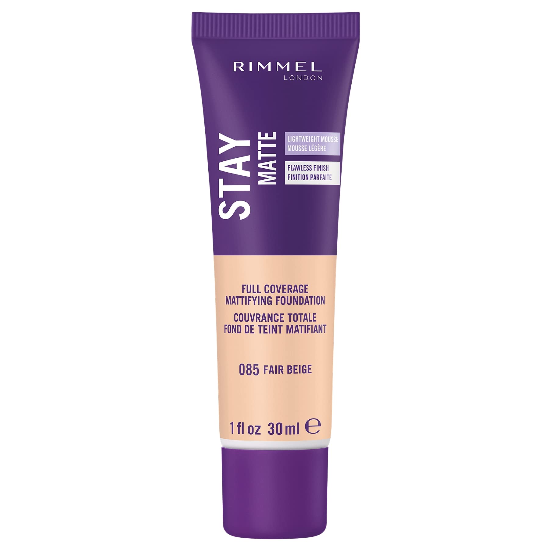 (12-pack) Rimmel London Stay Matte Liquid Mousse - 085 Fair Beige - Foundation, Lightweight, Shine Control, Oil-Free, 1oz