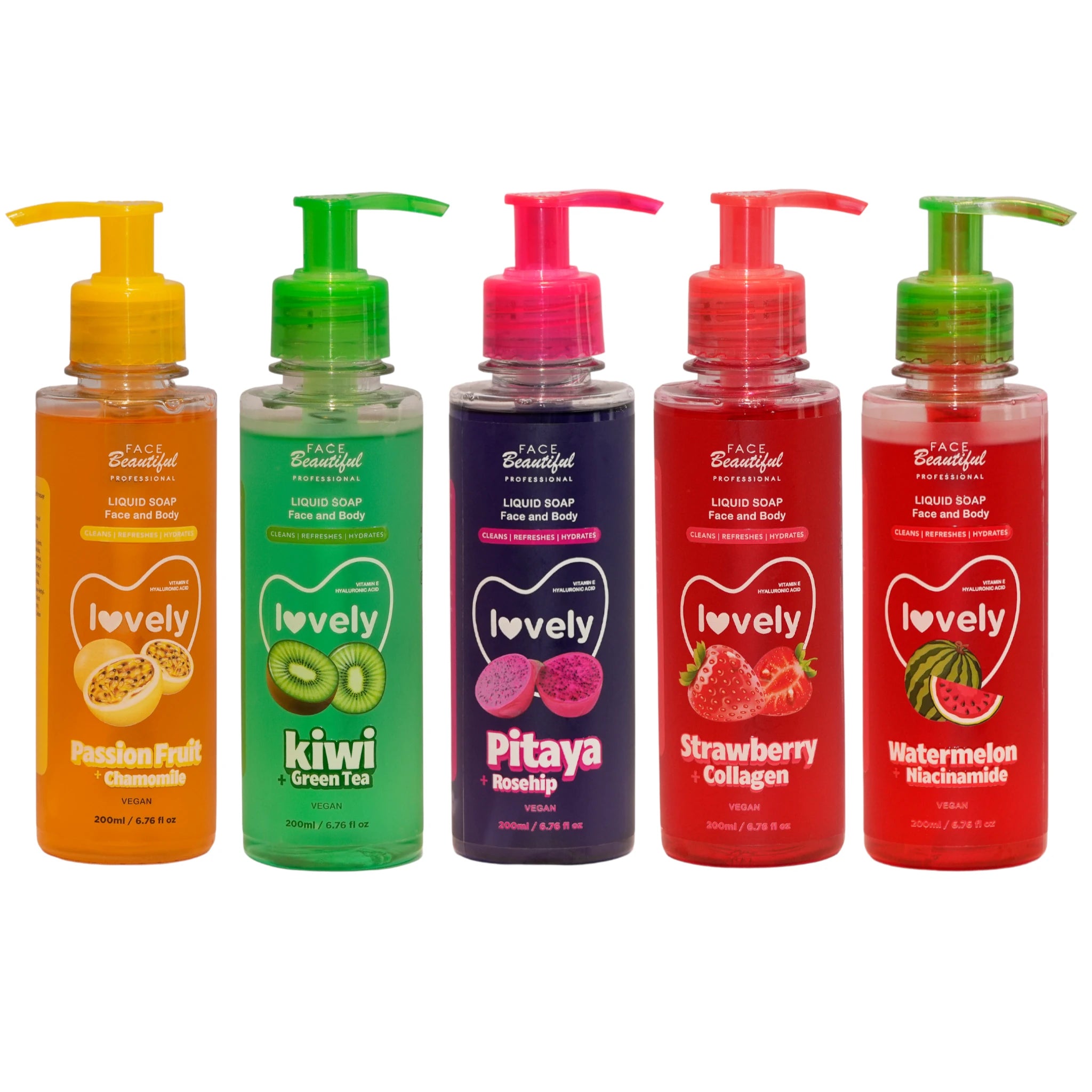 (5-pack) Face Beautiful Lovely Liquid Soap Assorted