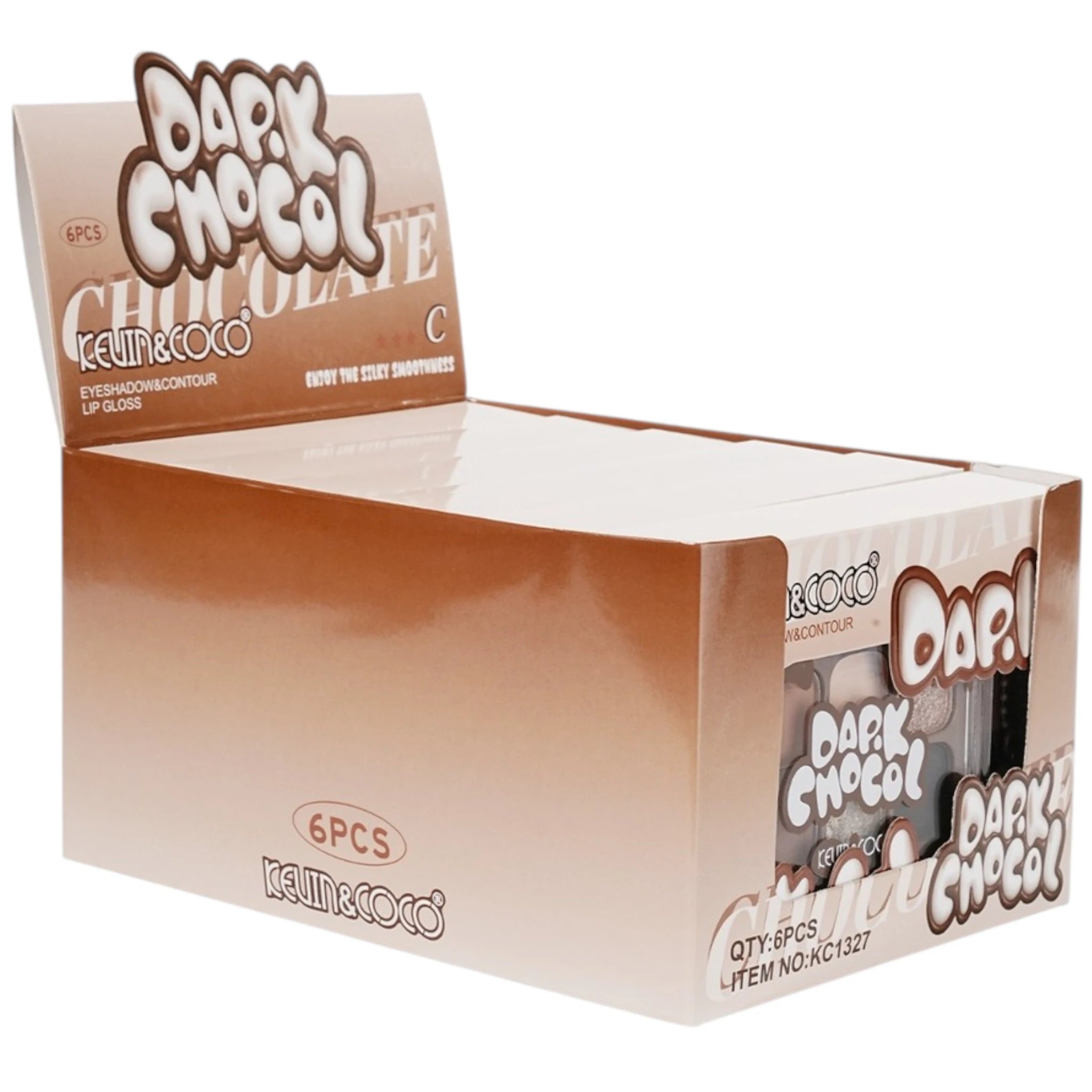 (6-pack) Kevin & Coco Dark Chocol Palette & Lip Gloss (Set)