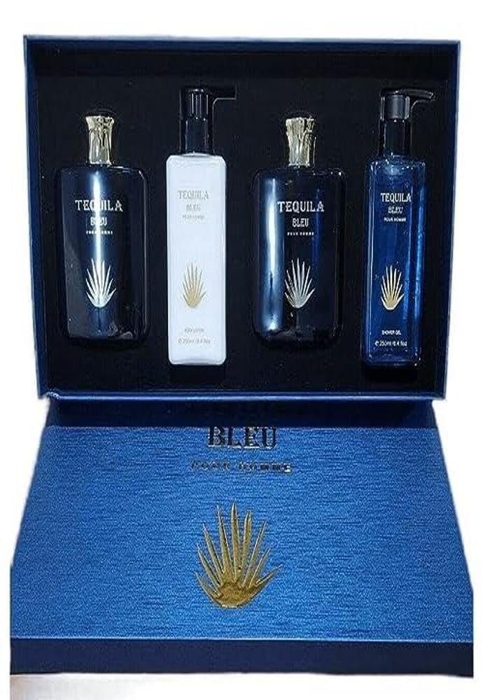 Tequila Bleu Pour Homme 4 Piece Hardbox Set For Men EDP 3.4 oz