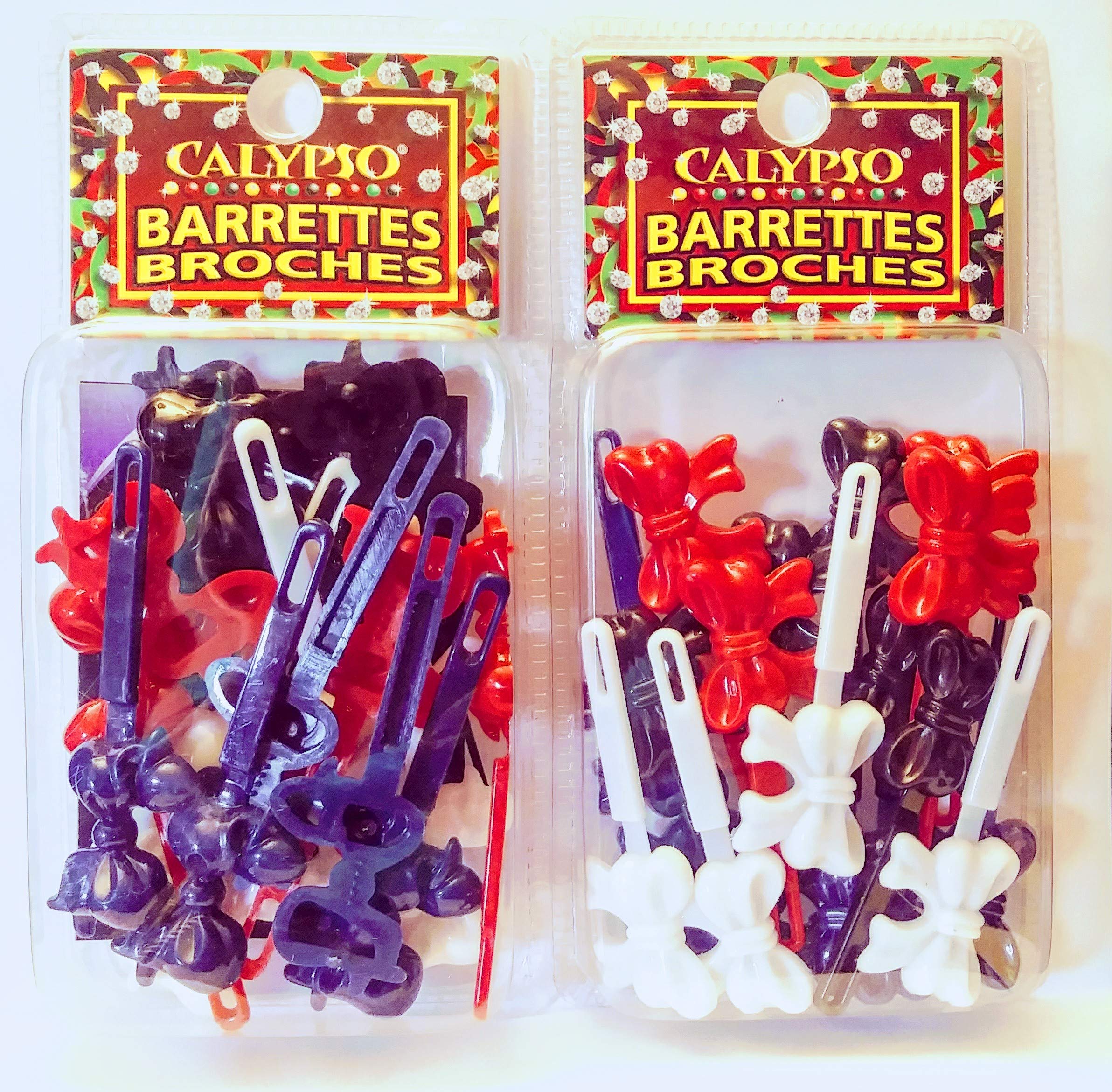 Calypso Hair Barrettes Bows Red White Blue Black