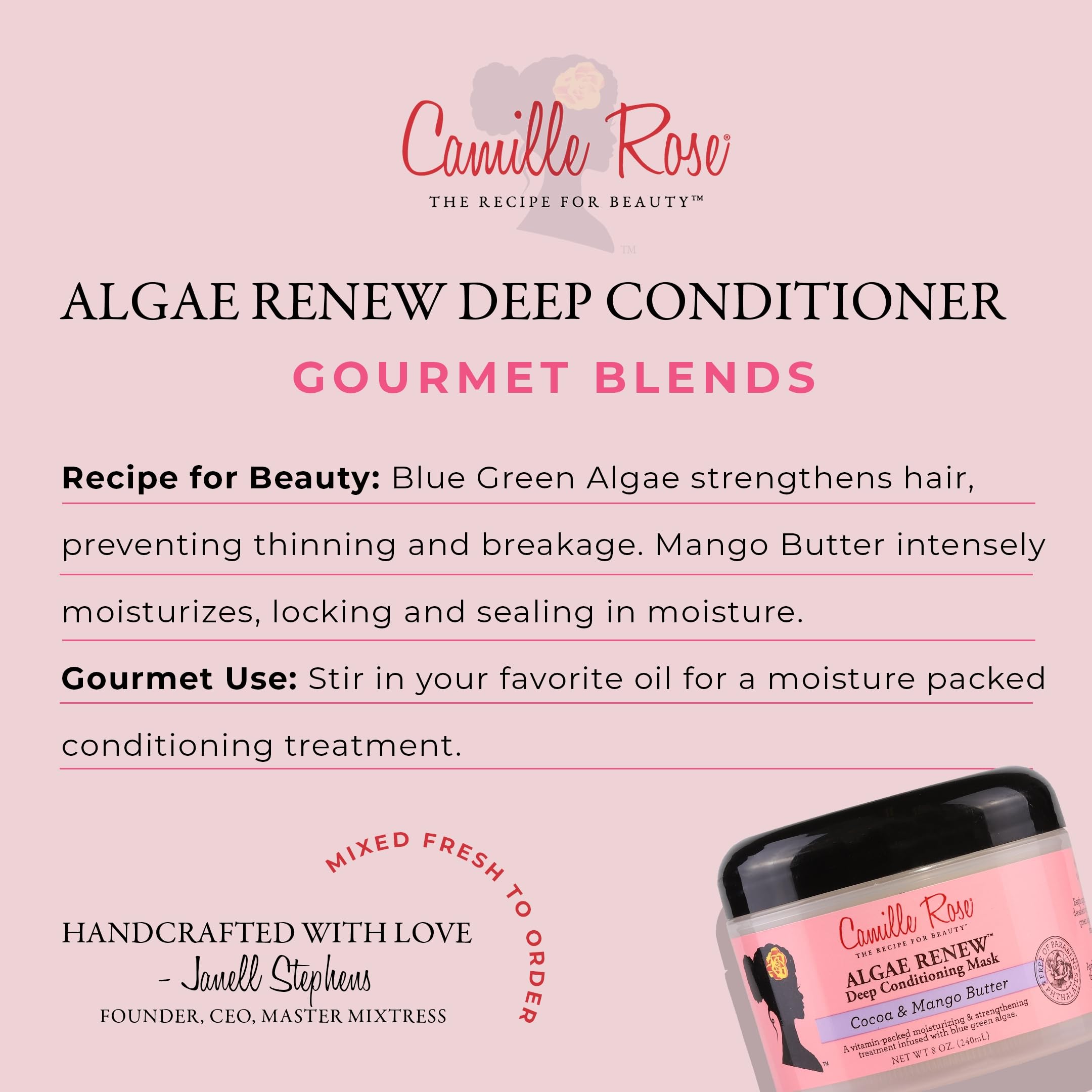 Camille Rose Algae Renew Deep Conditioning Hair Mask With Peppermint Blue Green