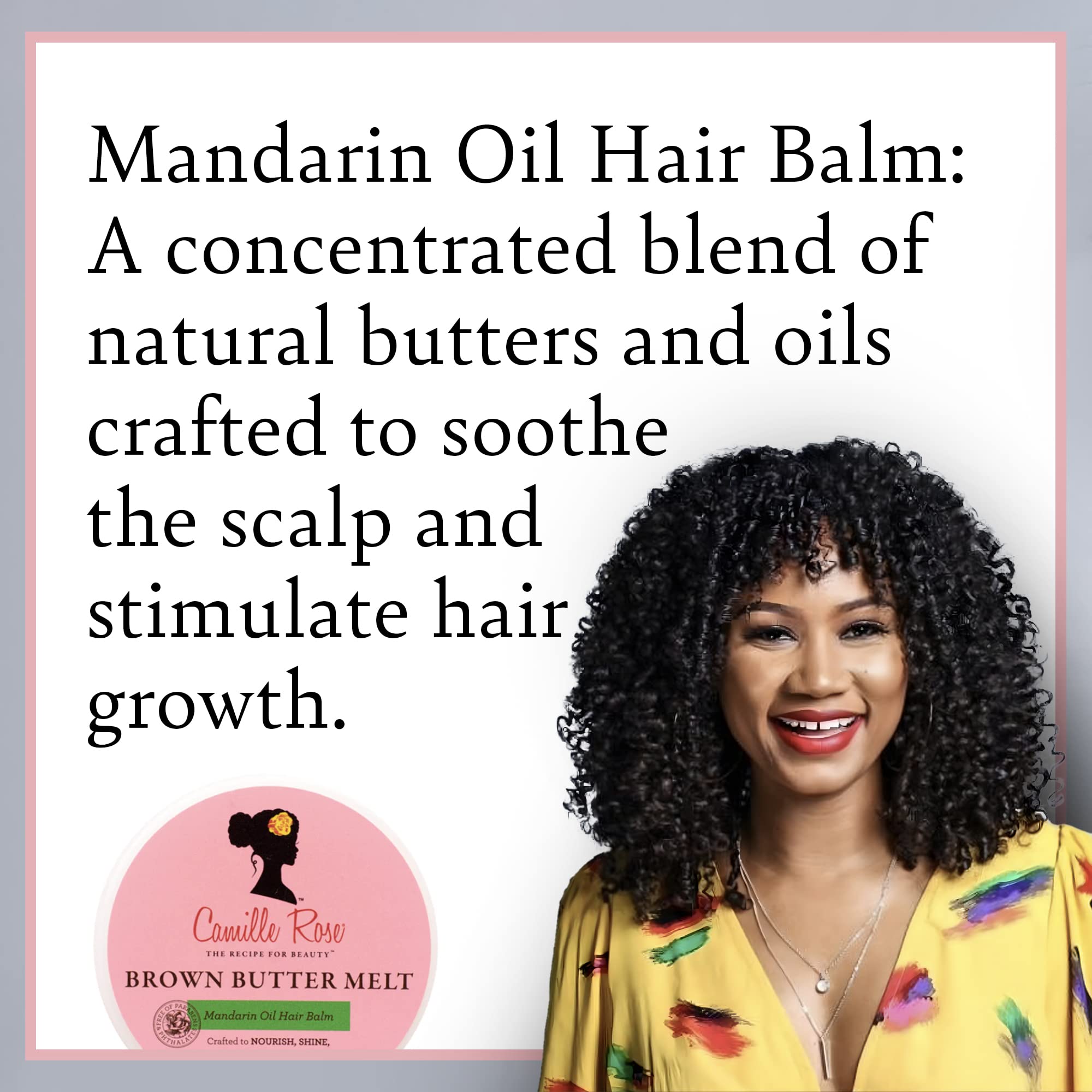 Camille Rose Brown Butter Melt Mandarin Oil Hair Balm for Scalp Care Minimizing