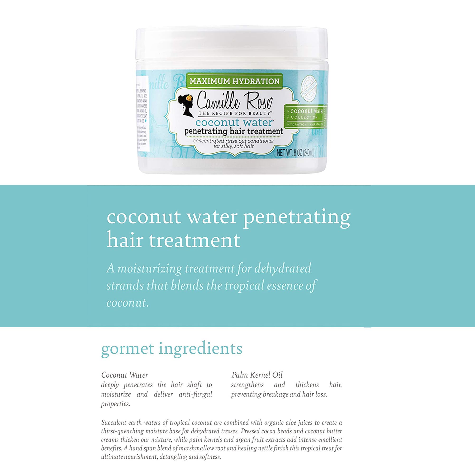 Camille Rose Coconut Water Penetrating Hair Treatment 8 oz - Thumbnail 2