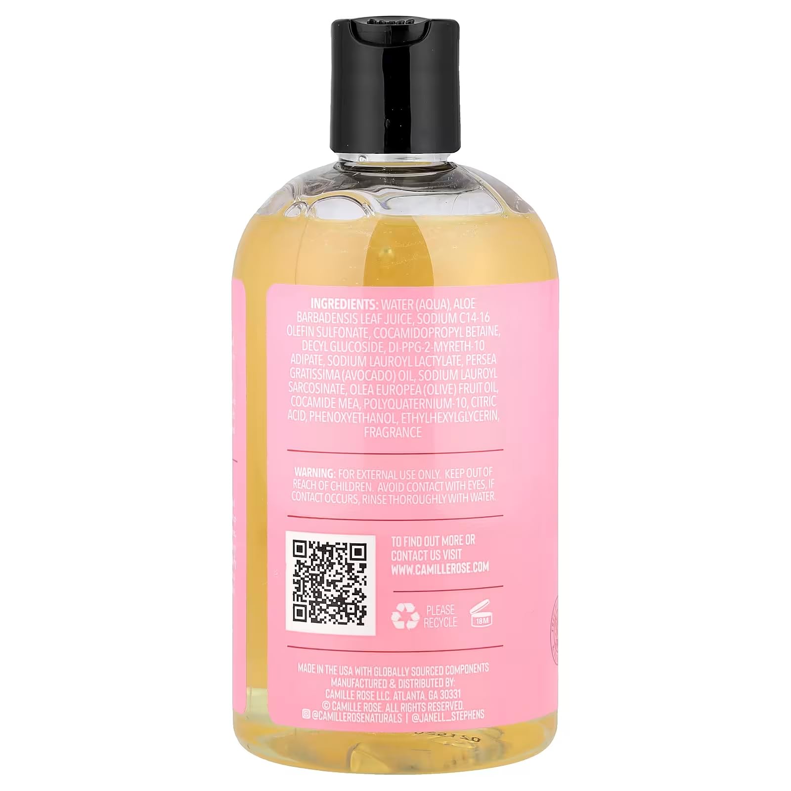 Camille Rose Curl Love Shampoo With Olive Fruit Avocado Oils and Aloe Leaf