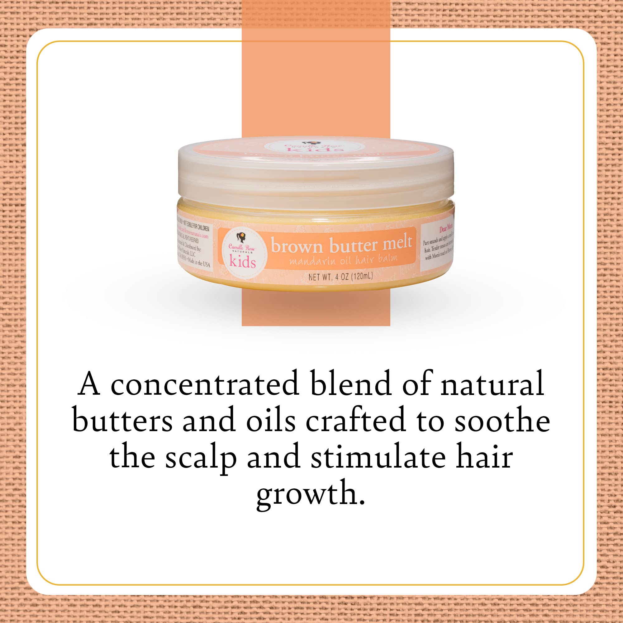 Camille Rose Kids Brown Butter Melt Mandarin Oil Hair Balm Helps To Sooth Scalp - Thumbnail 2