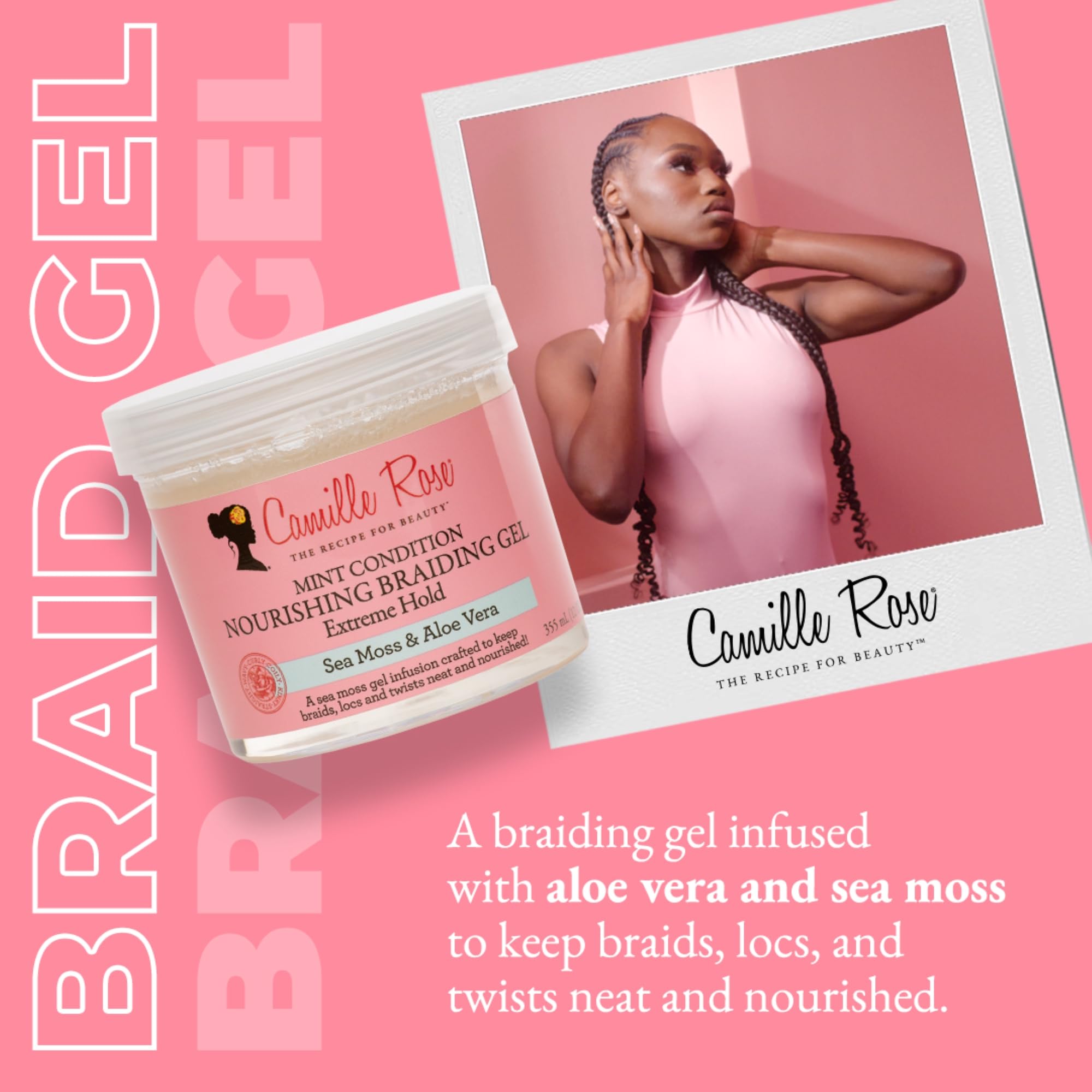 Camille Rose Braiding Gel Mint Condition Sea Moss Aloe Vera Braid Gel for Dry - Thumbnail 3